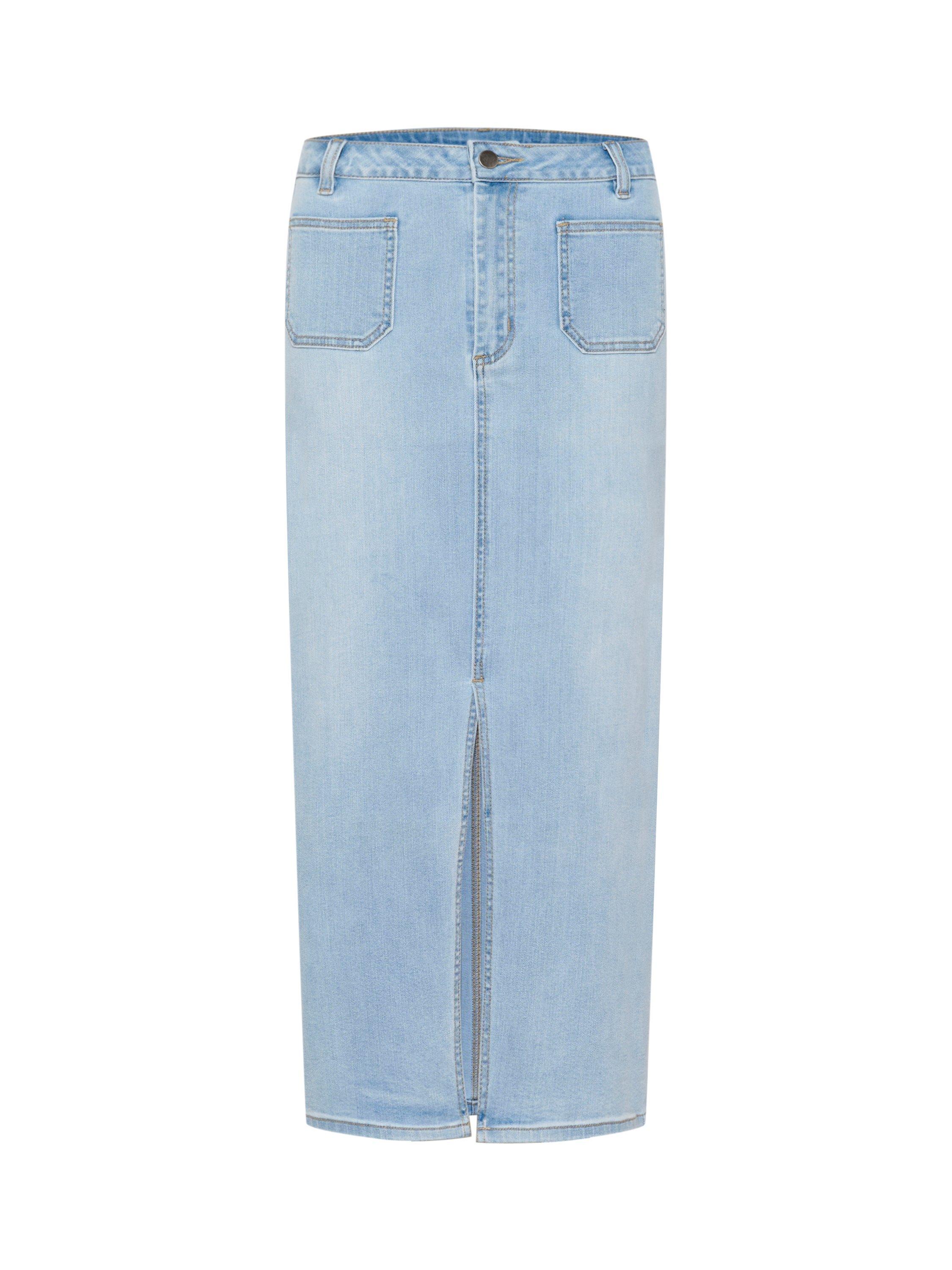 KAFFE KAkarla Straight Fit Denim Skirt, Light Blue Washed