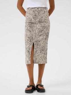 KAFFE KAlisa Midi Skirt, Beige/Multi, Beige/Multi