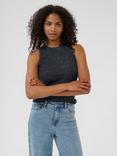 KAFFE Dodal Cotton Blend Vest, Washed Black, Washed Black