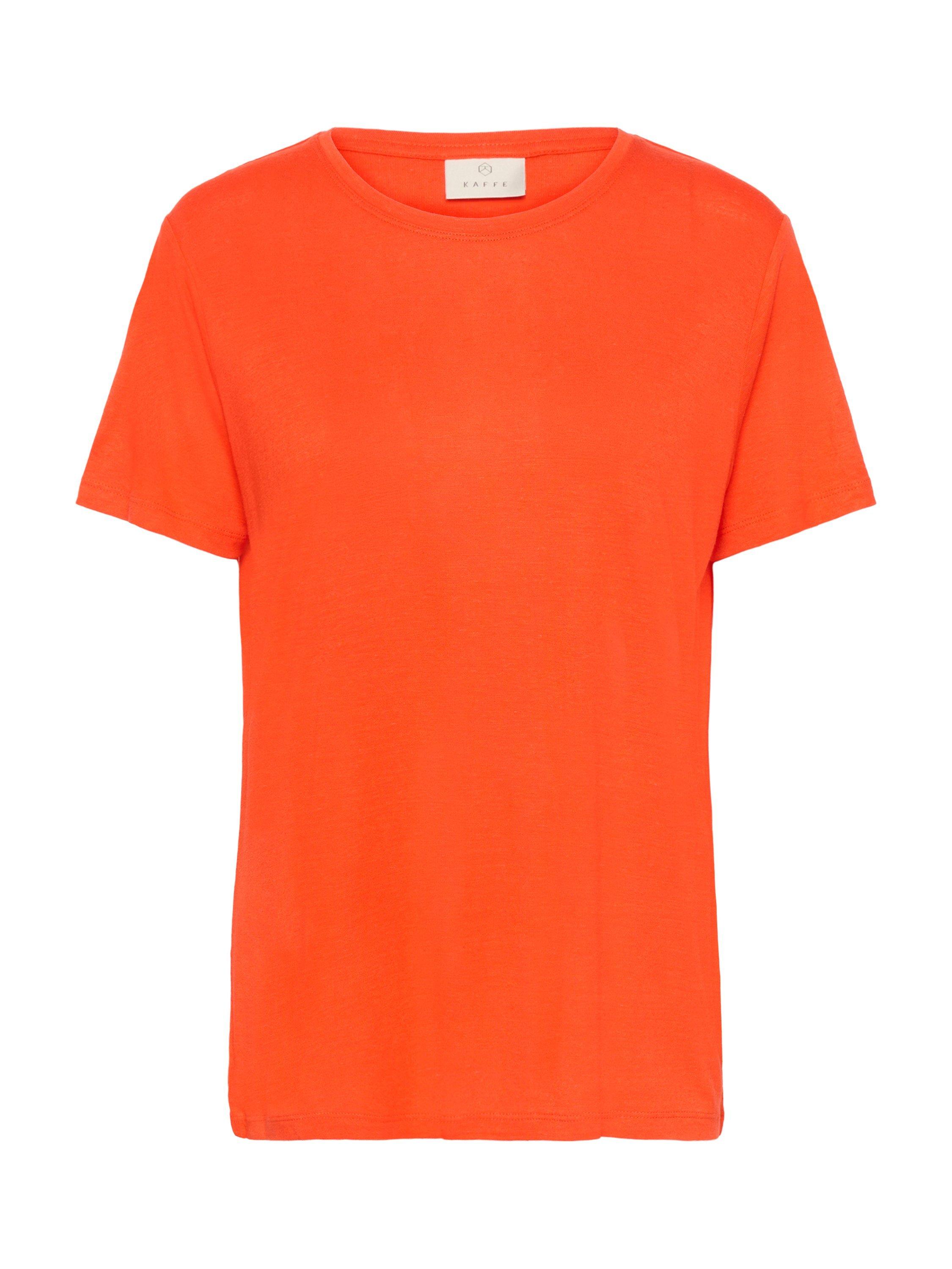 Product image 4 of 5, which shows KAFFE Maria Linen Blend T-Shirt, Grenadine, XS