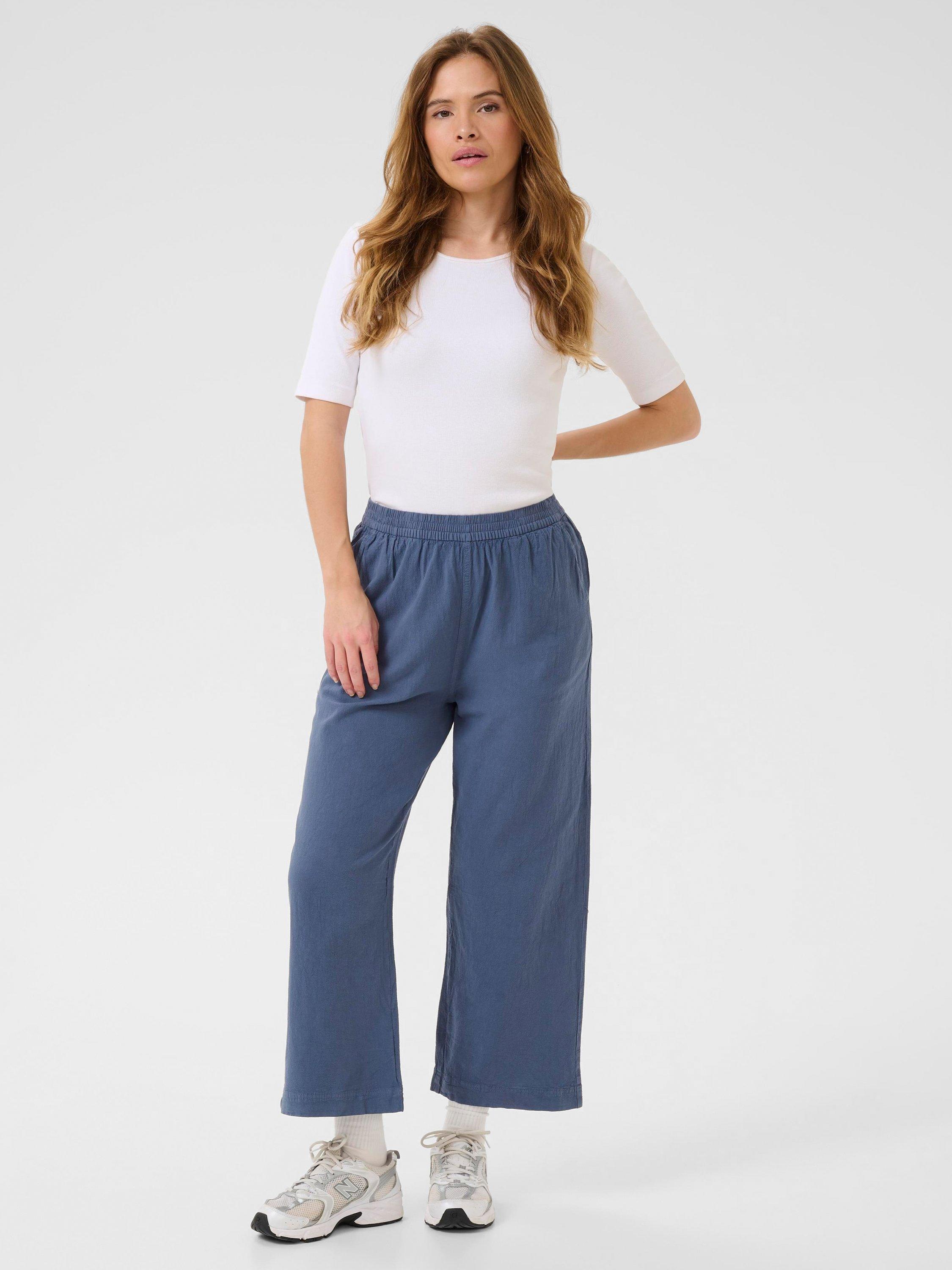 Product image 3 of 5, which shows KAFFE Naya Cotton Trousers, Vintage Indigo, 8