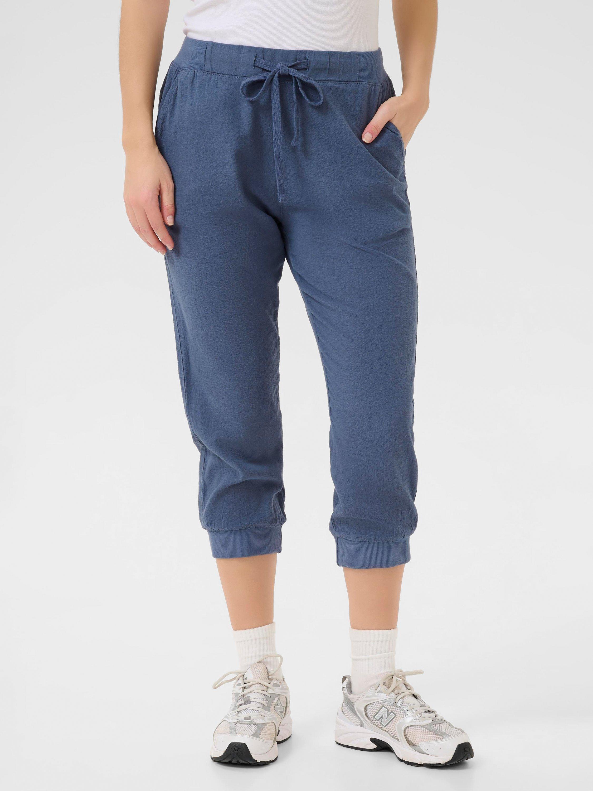 Product image 1 of 5, which shows KAFFE Naya Drawstring Waist Capri Trousers, Vintage Indigo, 8