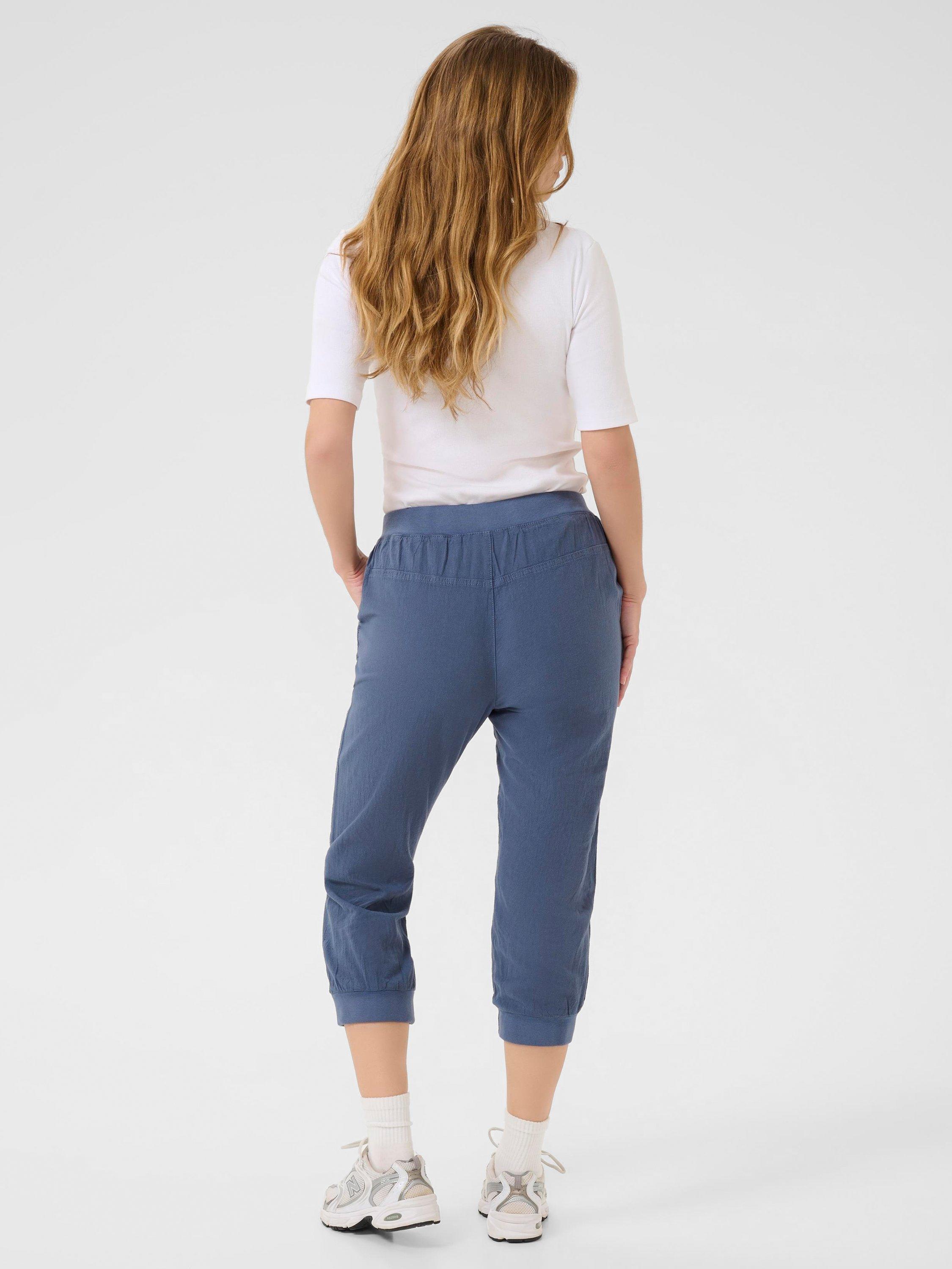 Product image 2 of 5, which shows KAFFE Naya Drawstring Waist Capri Trousers, Vintage Indigo, 8