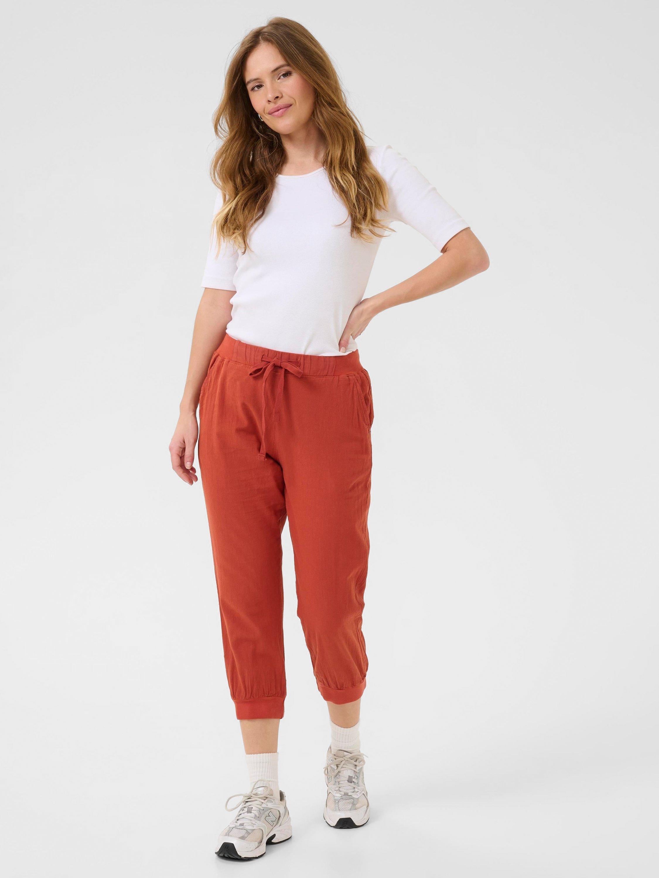Product image 3 of 5, which shows KAFFE Naya Drawstring Waist Capri Trousers, Picante, 8