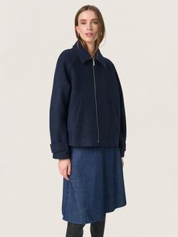 Soaked In Luxury Angelina Wool Blend Boxy Fit Jacket, Sky Captain