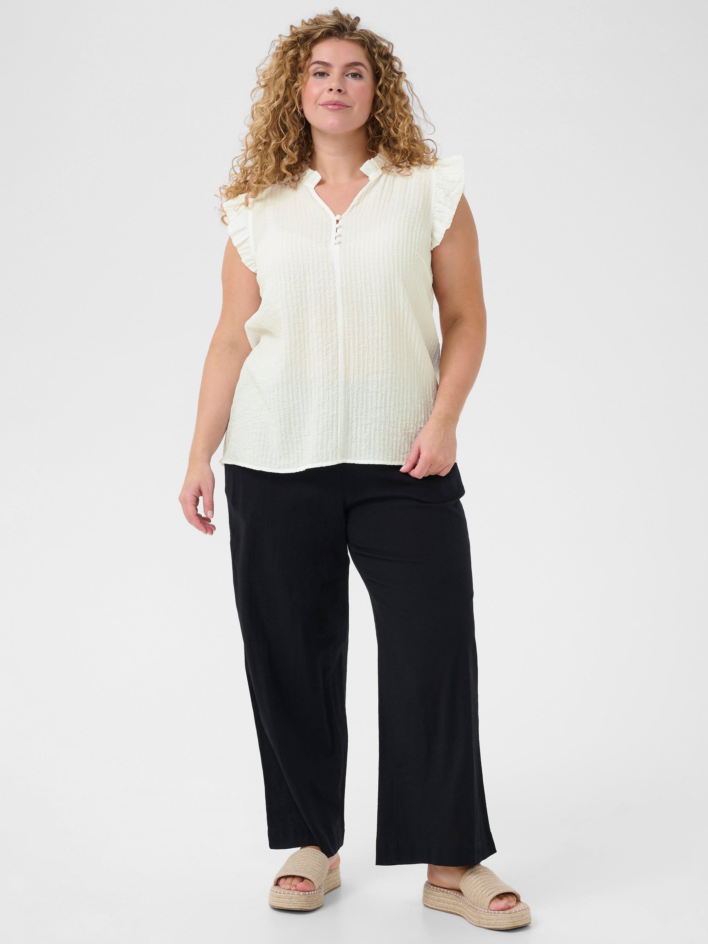 Product image 3 of 6, which shows KAFFE Curve Clyana Blouse, Chalk, 18