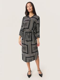 Soaked In Luxury Zaya Abstract Print Midi Dress, Black/Multi, Black/Multi