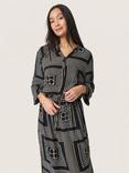 Soaked In Luxury Zaya Abstract Print Midi Dress, Black/Multi