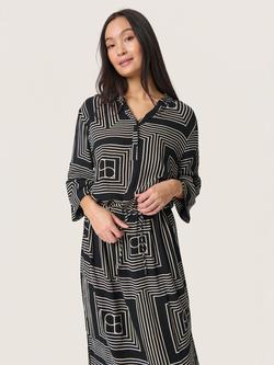 Soaked In Luxury Zaya Abstract Print Midi Dress, Black/Multi - view 2, Black/Multi