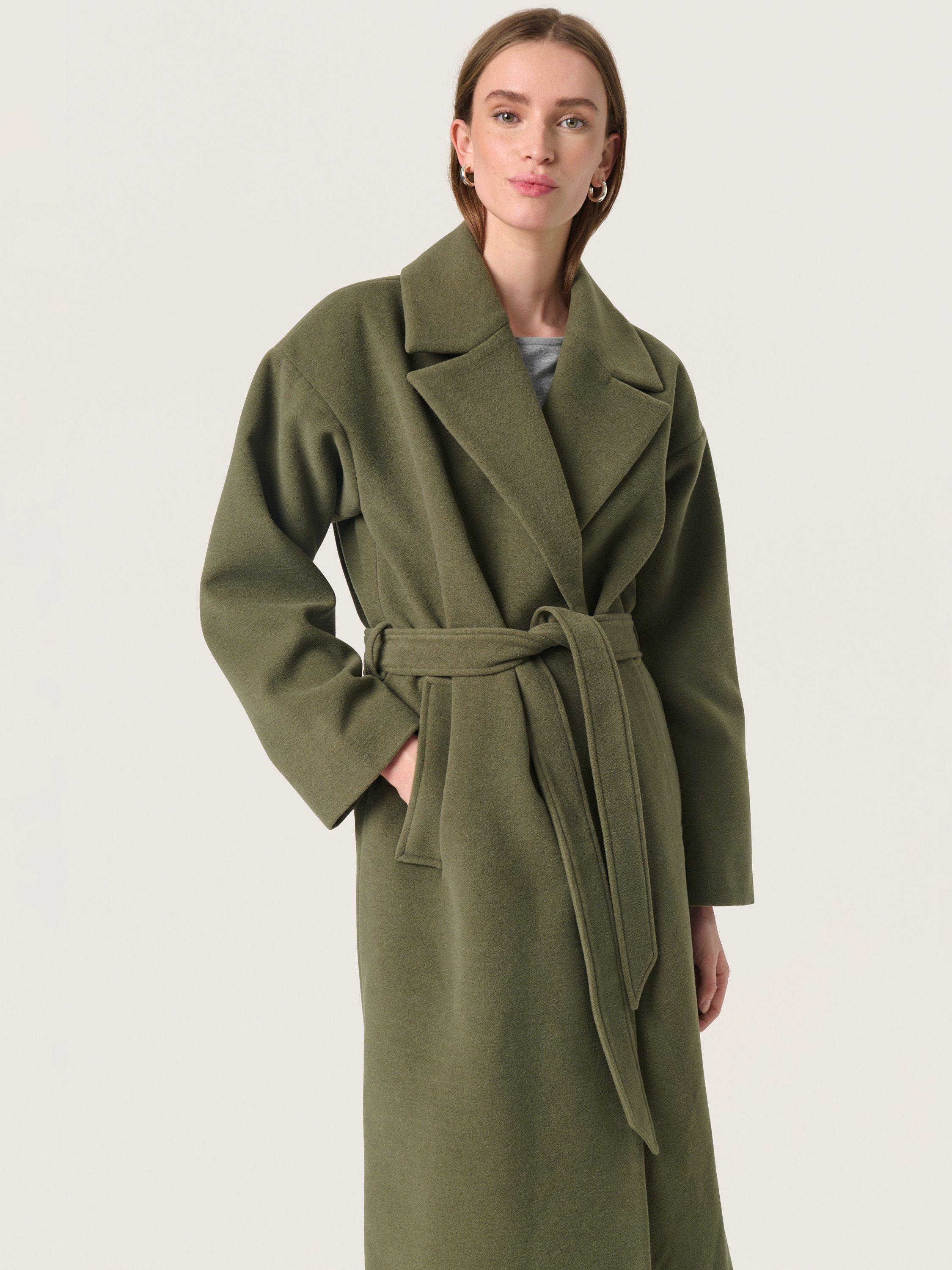 Product image 1 of 4, which shows Soaked In Luxury Rubie Belted Coat, Mid Green, XS