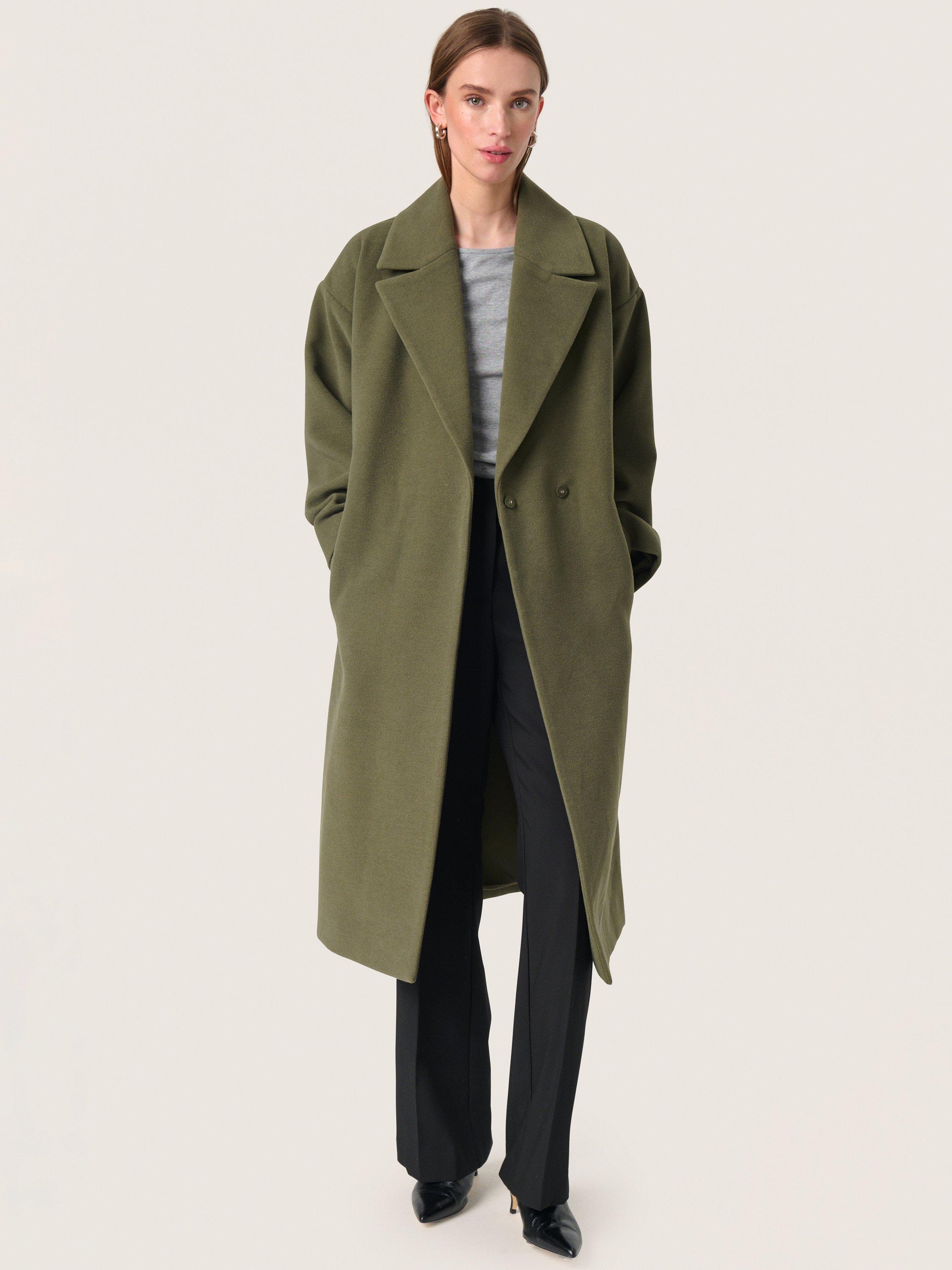 Product image 2 of 4, which shows Soaked In Luxury Rubie Belted Coat, Mid Green, XS