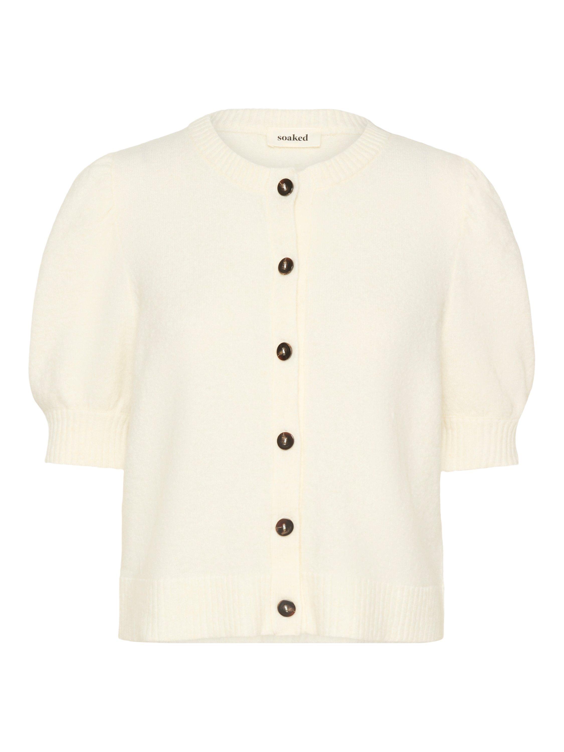 Product image 5 of 6, which shows Soaked In Luxury Amani Short Puff Sleeve Cardigan, Broken White, XS