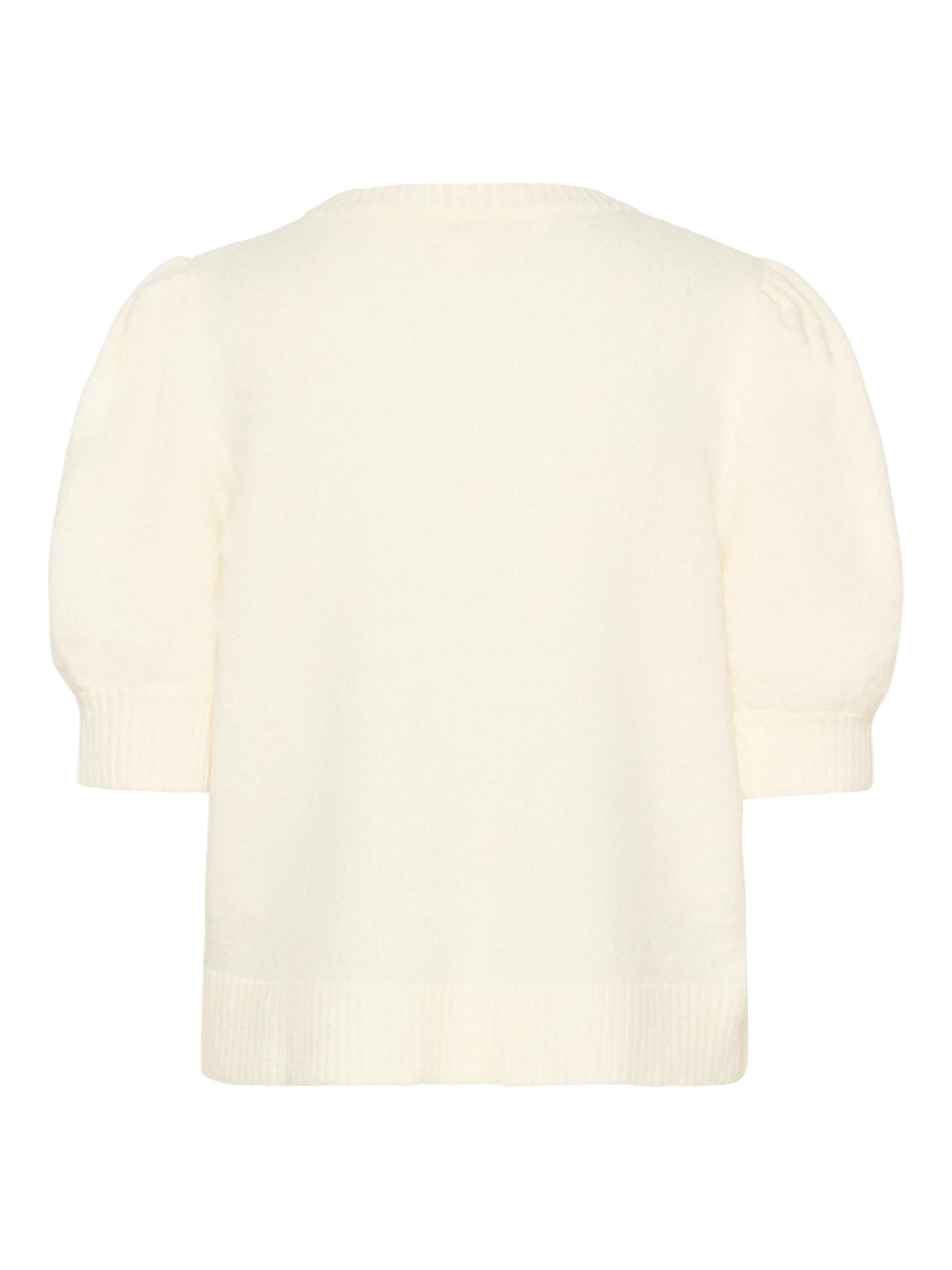 Product image 6 of 6, which shows Soaked In Luxury Amani Short Puff Sleeve Cardigan, Broken White, XS