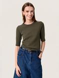 Soaked In Luxury Spina Knitted T-Shirt, Dark Green