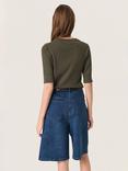 Soaked In Luxury Spina Knitted T-Shirt, Dark Green