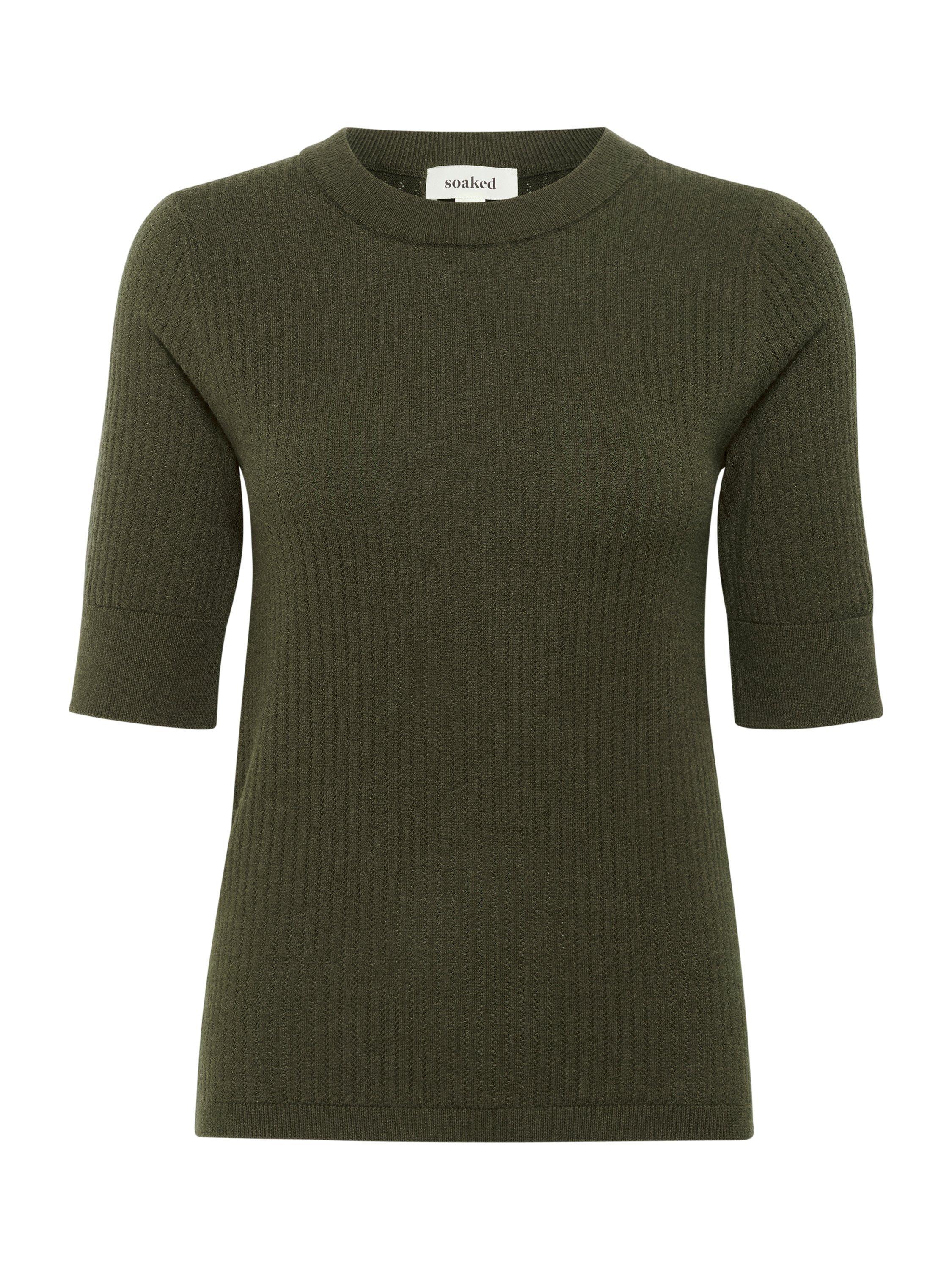 Product image 5 of 6, which shows Soaked In Luxury Spina Knitted T-Shirt, Dark Green, XS