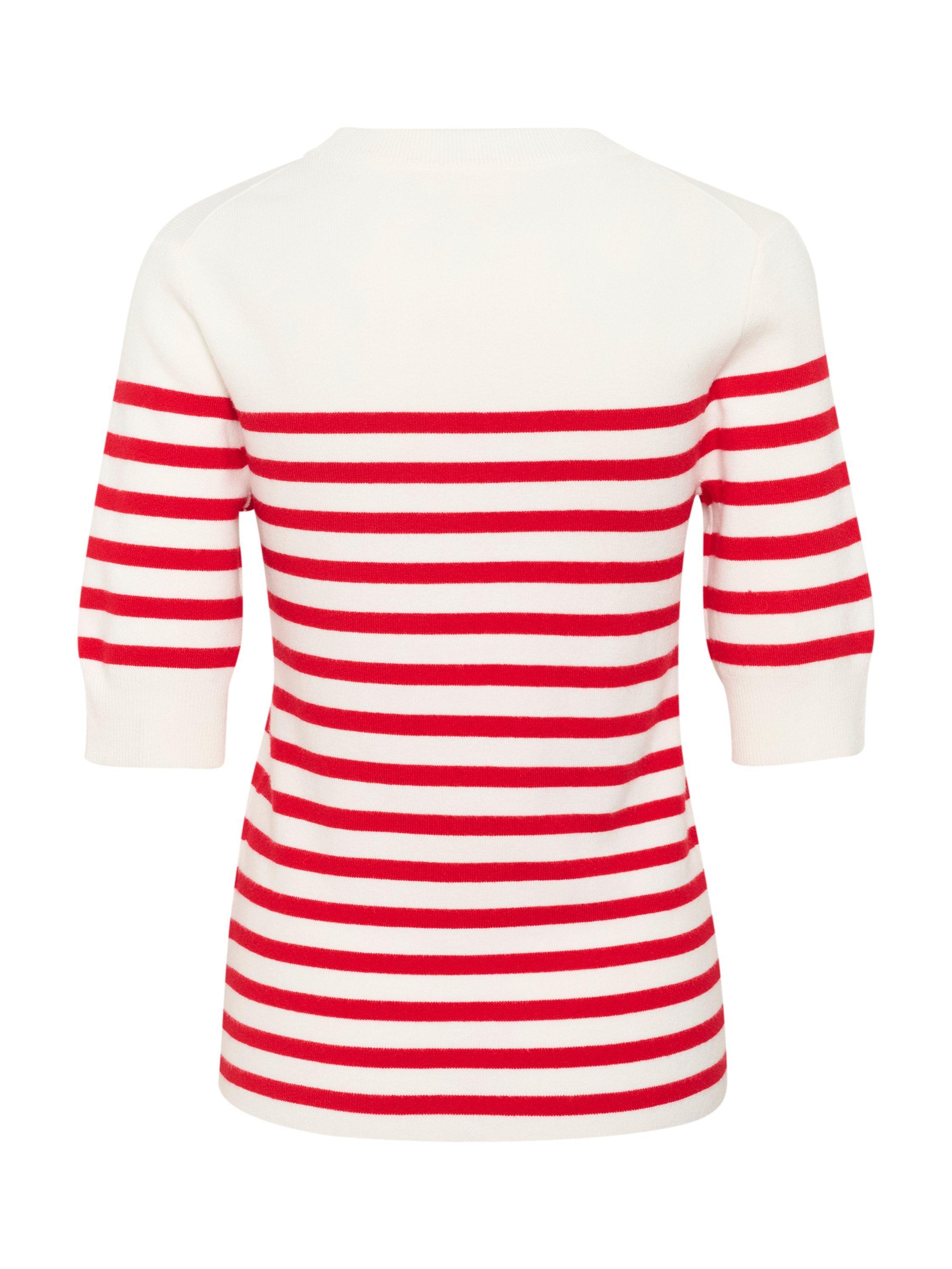 Product image 6 of 6, which shows Soaked In Luxury Spina Striped T-Shirt, White/Red, XS