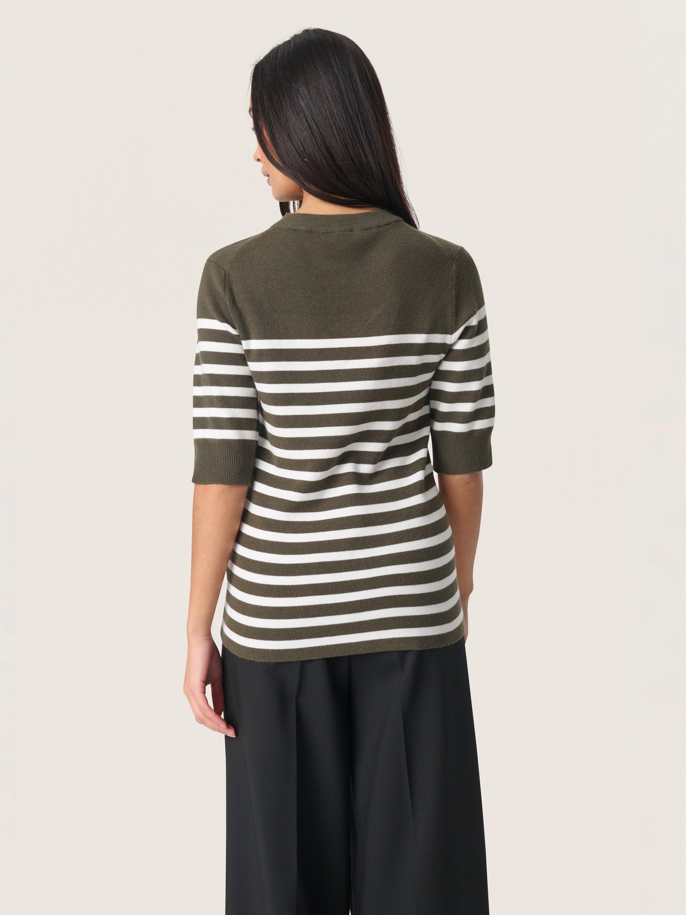 Product image 2 of 6, which shows Soaked In Luxury Spina Striped T-Shirt, Green/White, XS