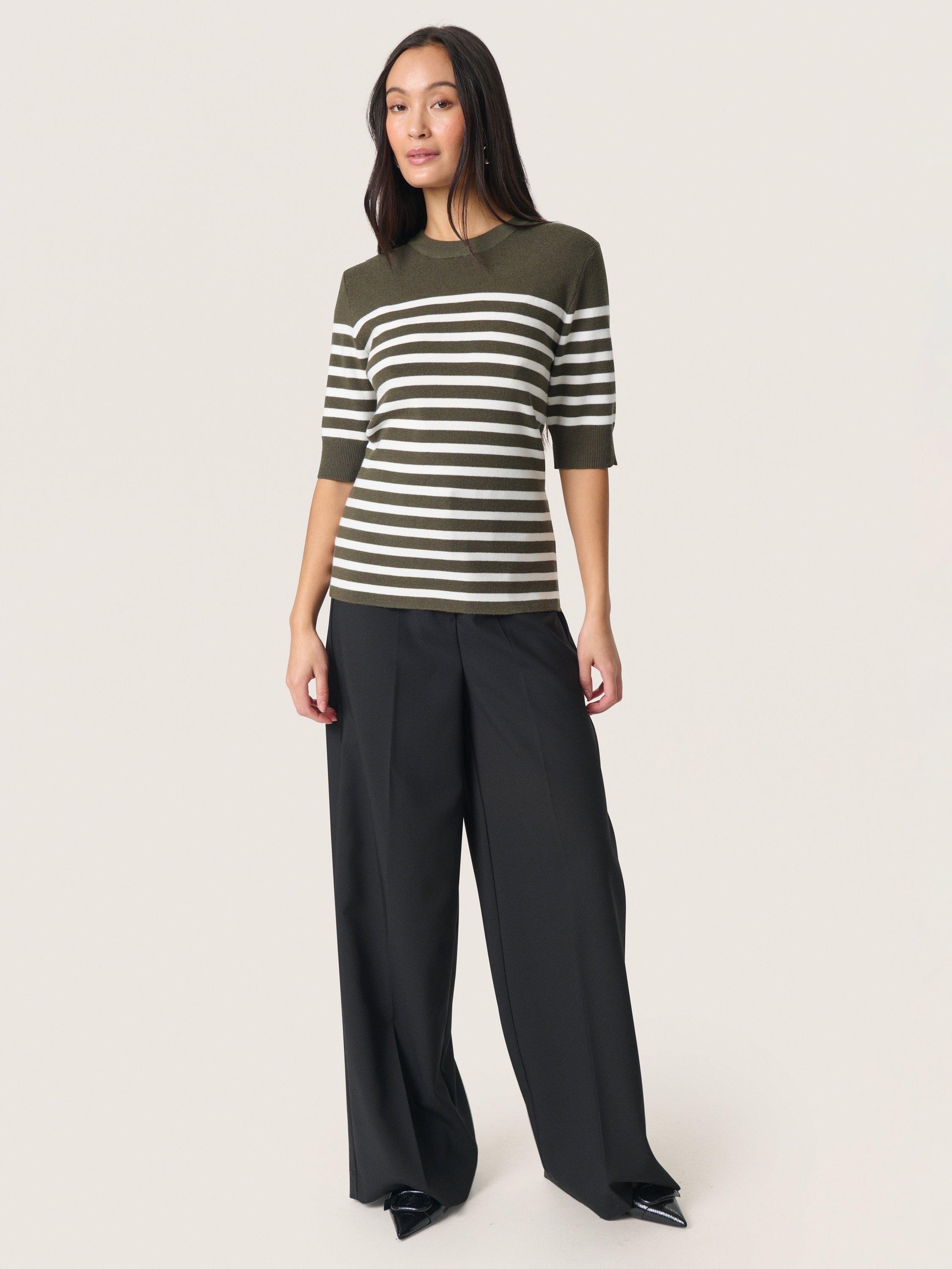 Product image 3 of 6, which shows Soaked In Luxury Spina Striped T-Shirt, Green/White, XS