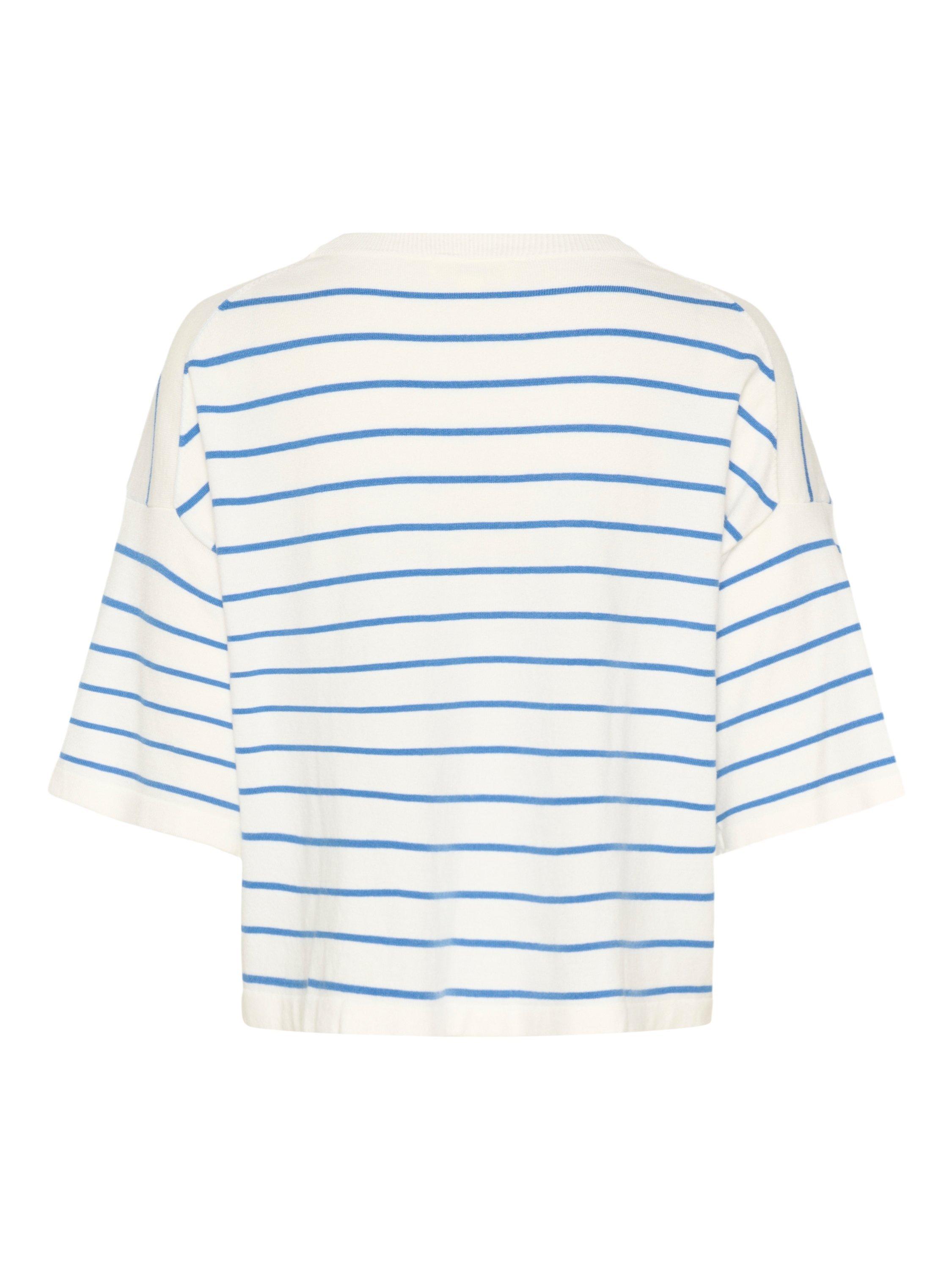 Product image 6 of 6, which shows Soaked In Luxury Spina Boxy Striped T-Shirt, Whtie/Blue, XS