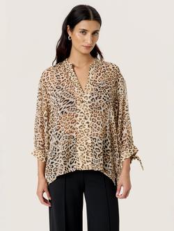 Soaked In Luxury Anaya Amily Leopard Print Sheer Blouse, Multi