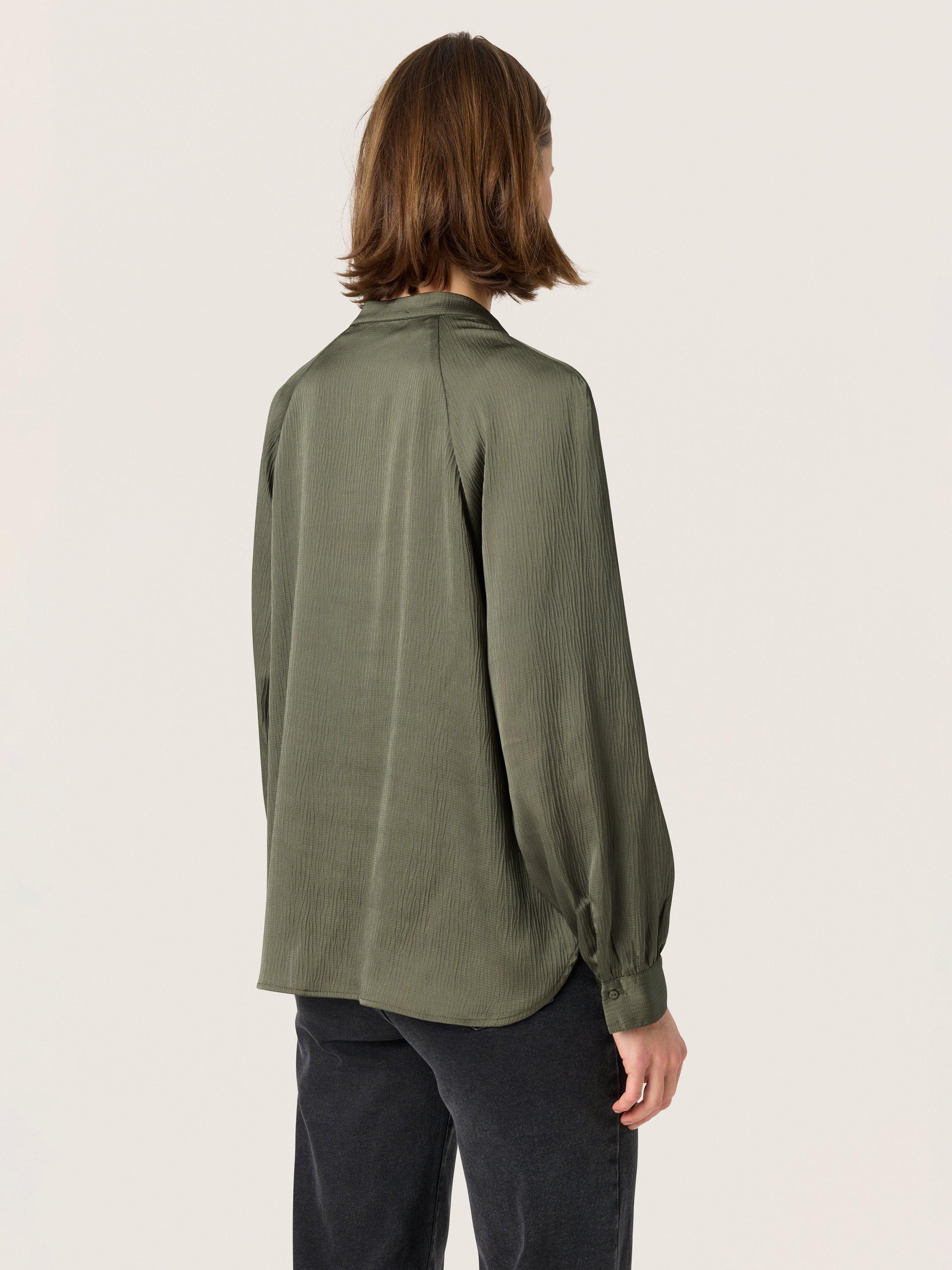 Product image 2 of 6, which shows Soaked In Luxury Ioana Relaxed V-Neck Blouse, Grape Leaf, XS