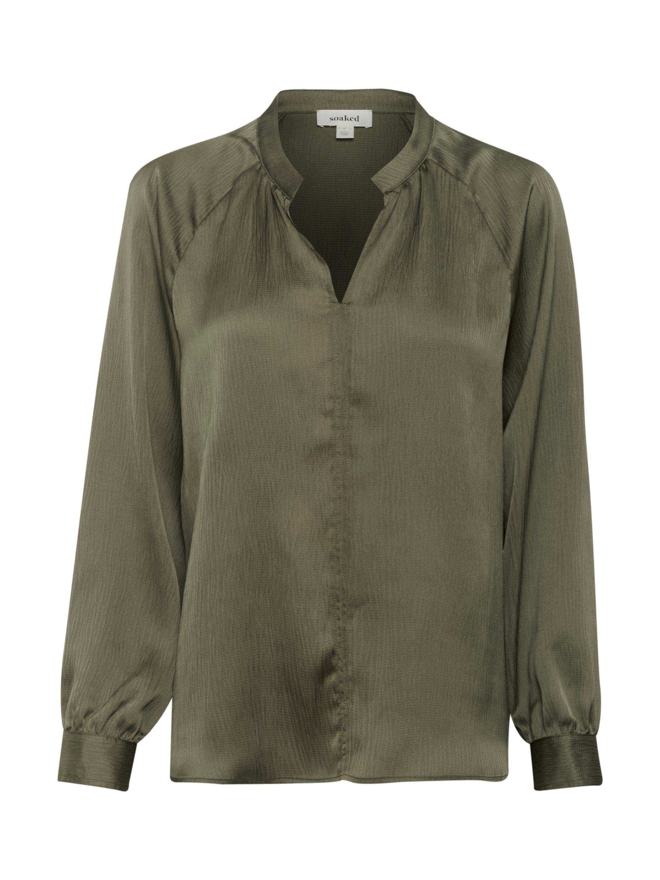 Product image 5 of 6, which shows Soaked In Luxury Ioana Relaxed V-Neck Blouse, Grape Leaf, XS