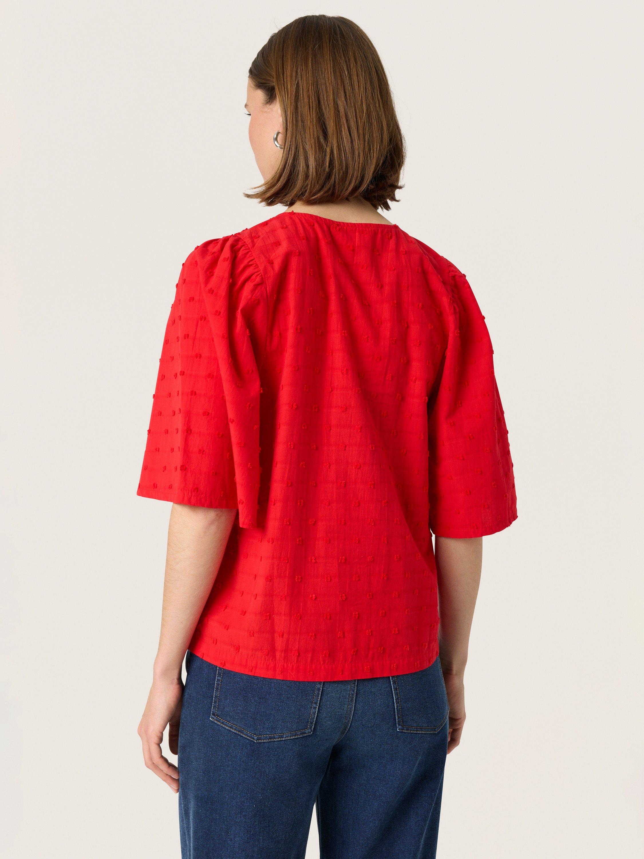 Product image 2 of 6, which shows Soaked In Luxury Sunela Felisia V-Neck Blouse, Red, XS