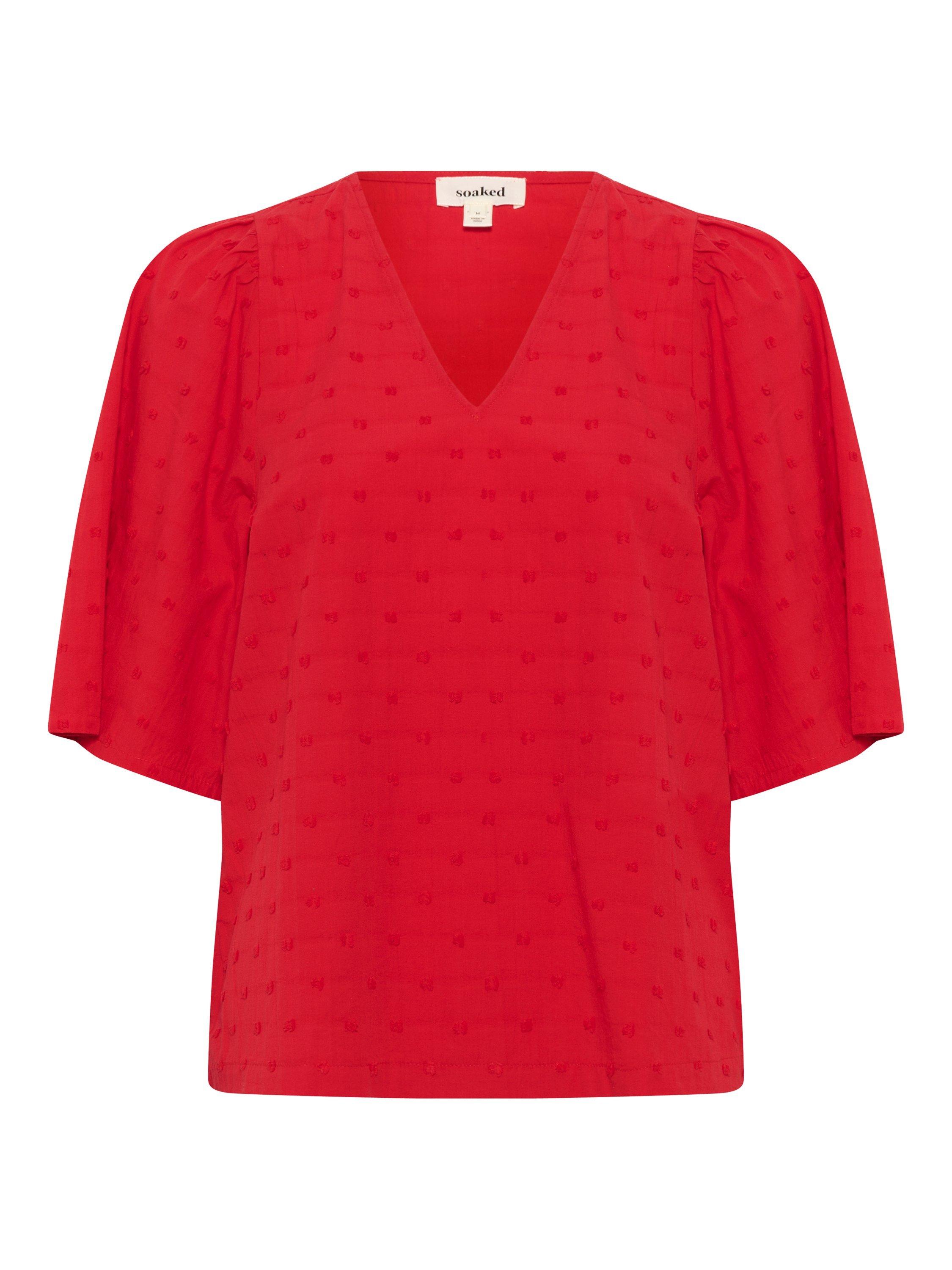 Product image 5 of 6, which shows Soaked In Luxury Sunela Felisia V-Neck Blouse, Red, XS
