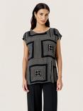 Soaked In Luxury Zaya Abstract Print Top, Black/Multi