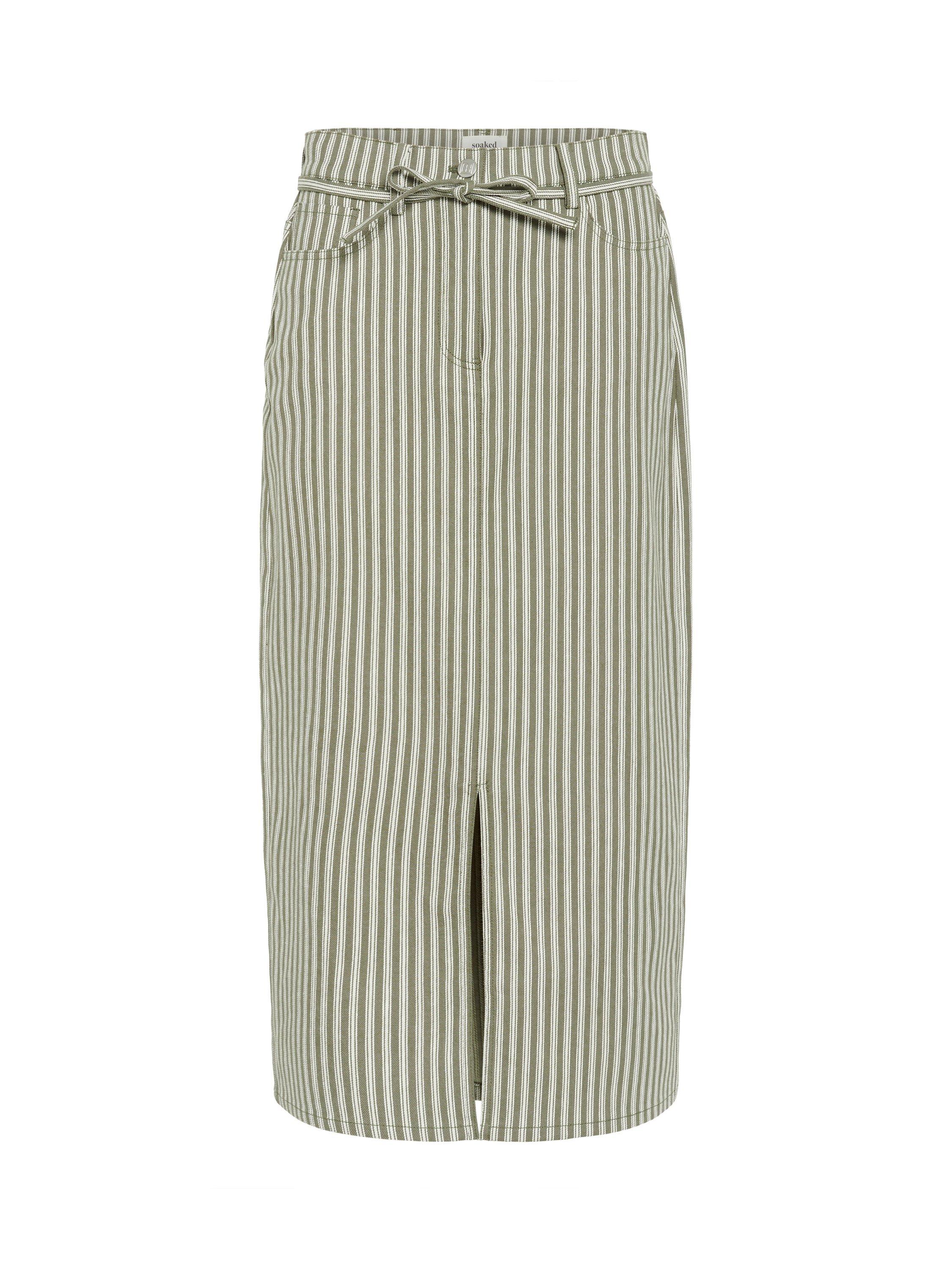 Product image 5 of 6, which shows Soaked In Luxury Libby Stripe Midi Skirt, Grape/White, XS