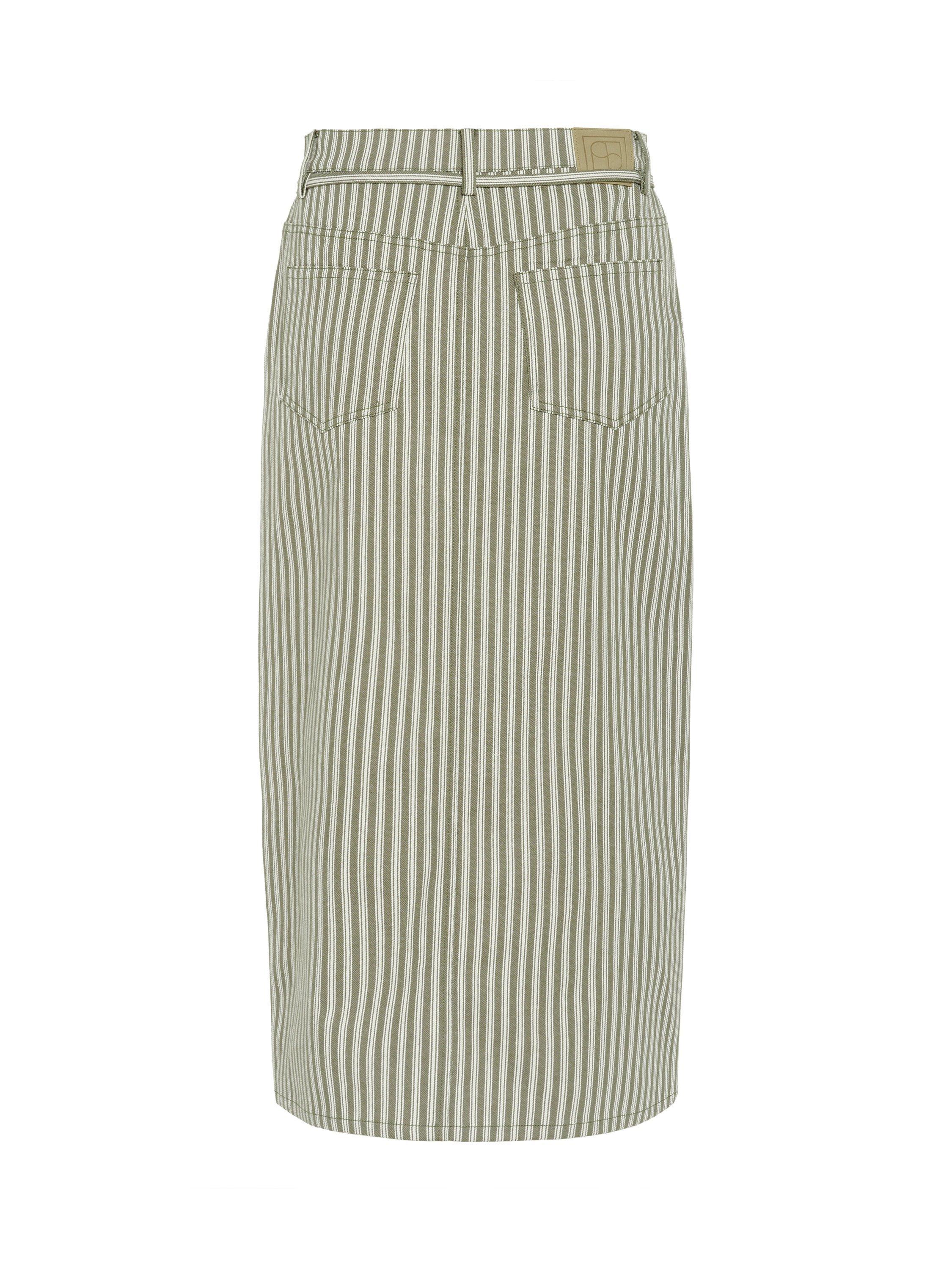 Product image 6 of 6, which shows Soaked In Luxury Libby Stripe Midi Skirt, Grape/White, XS