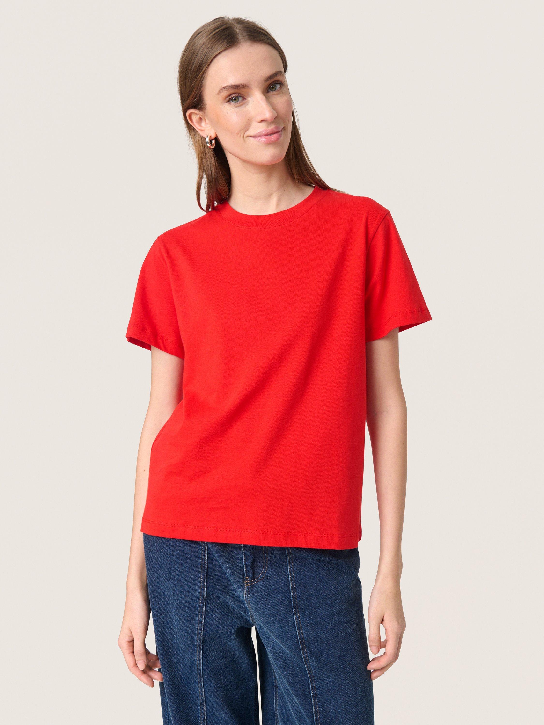 Product image 1 of 6, which shows Soaked In Luxury Jina Short Sleeve T-Shirt, Goji Berry, XS