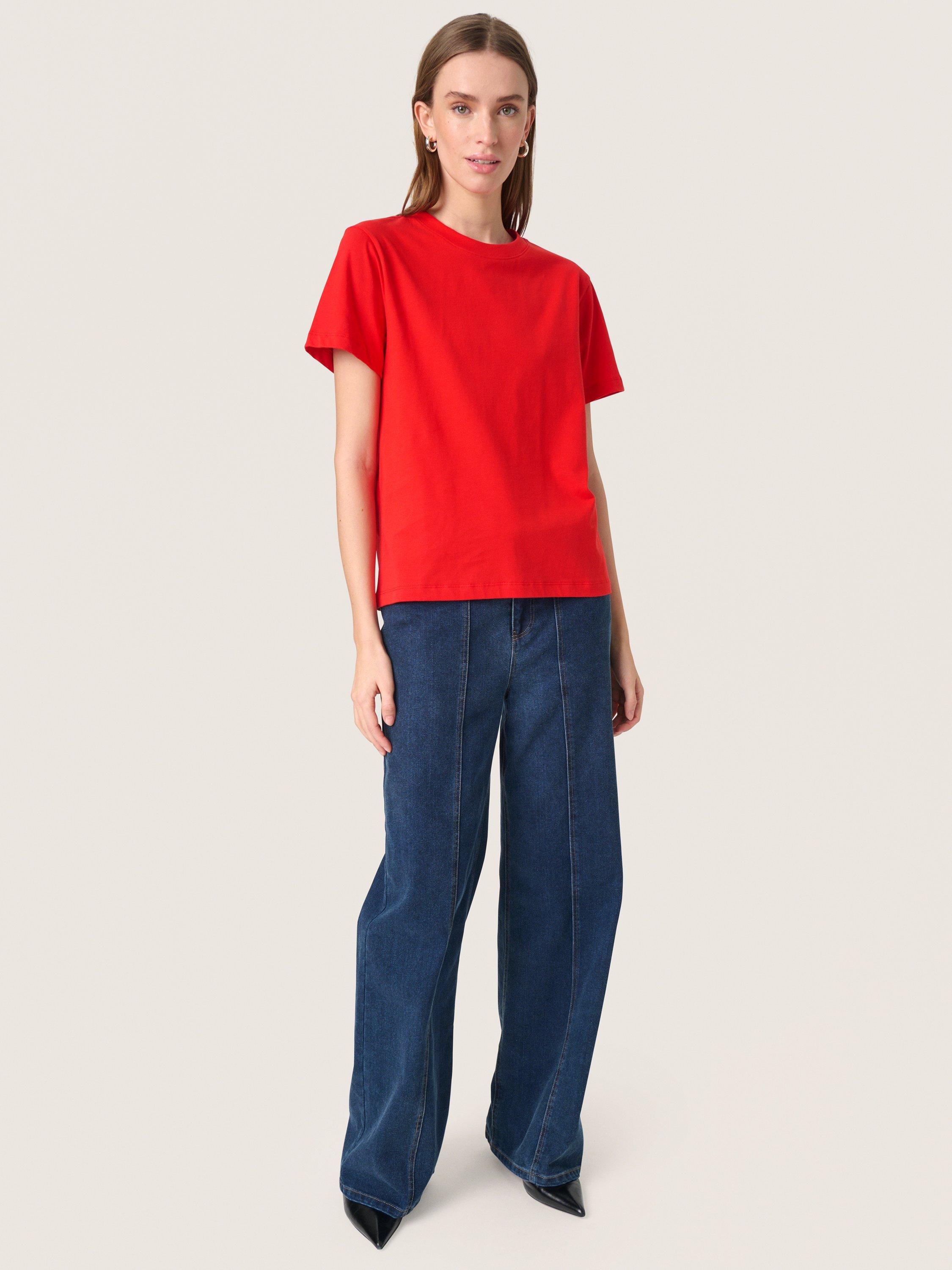 Product image 3 of 6, which shows Soaked In Luxury Jina Short Sleeve T-Shirt, Goji Berry, XS