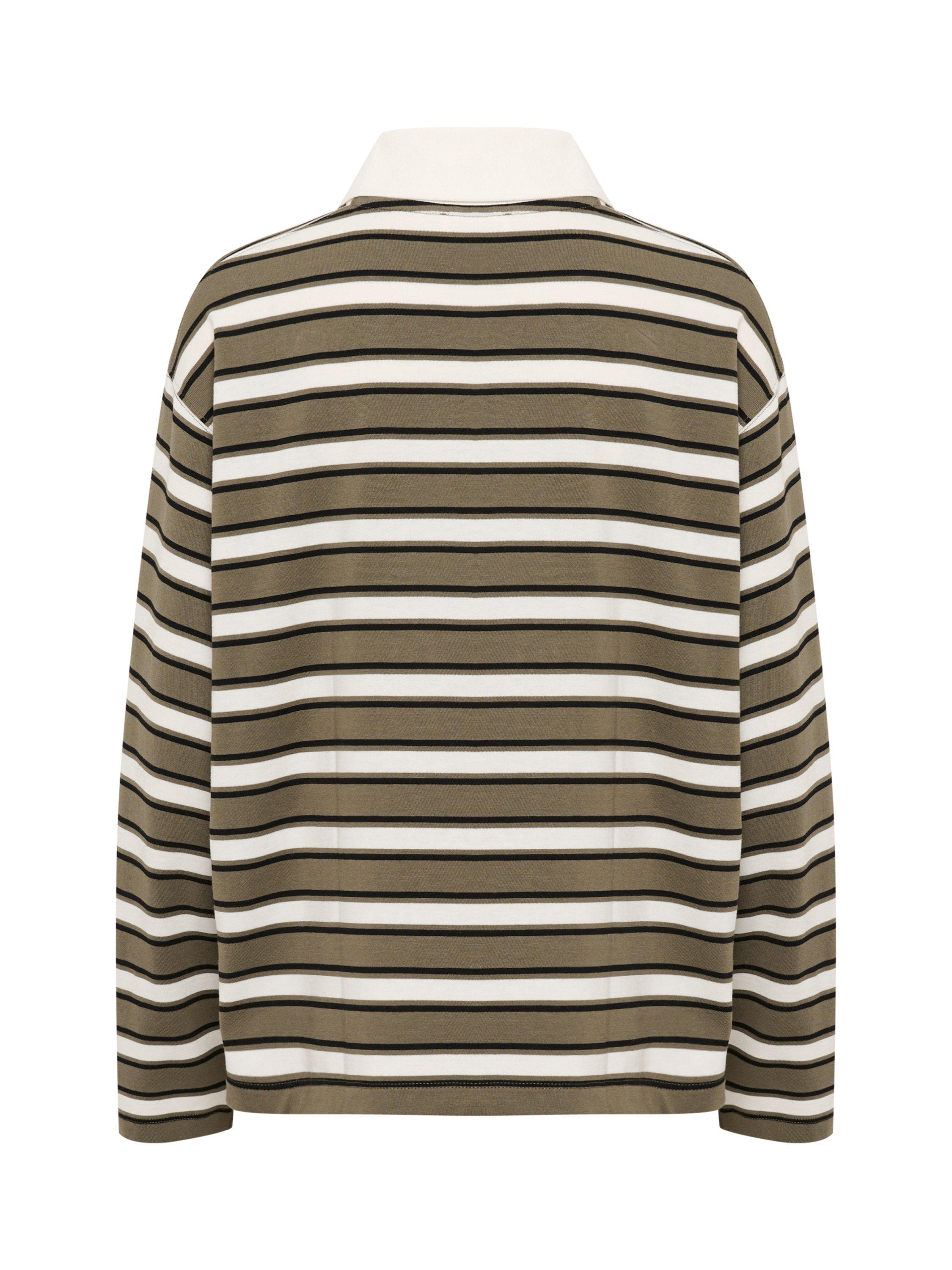 Product image 6 of 6, which shows Soaked In Luxury Neo Stripe Cotton Rugby Shirt, Grape Leaf/White, XS