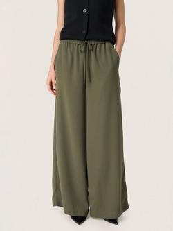 Soaked In Luxury Shirley Drawstring Waist Wide Leg Trousers, Grape Leaf, Grape Leaf