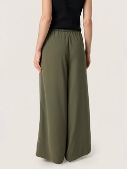 Soaked In Luxury Shirley Drawstring Waist Wide Leg Trousers, Grape Leaf - view 2, Grape Leaf