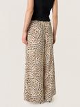 Soaked In Luxury Shirley Wide Leopard Printed Trousers, Brown/Multi