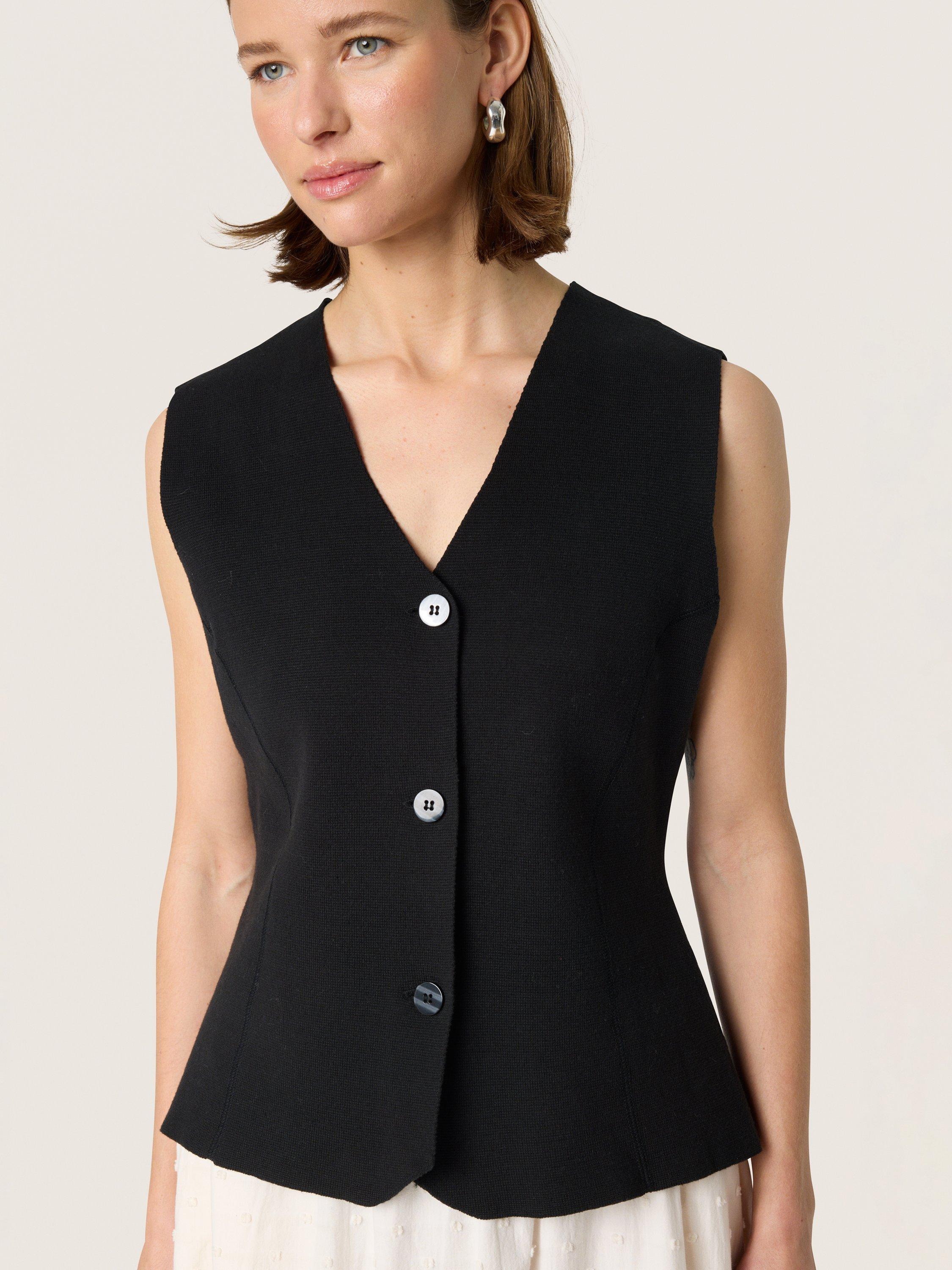 Product image 4 of 6, which shows Soaked In Luxury Haven Cotton Waistcoat, Black, XS
