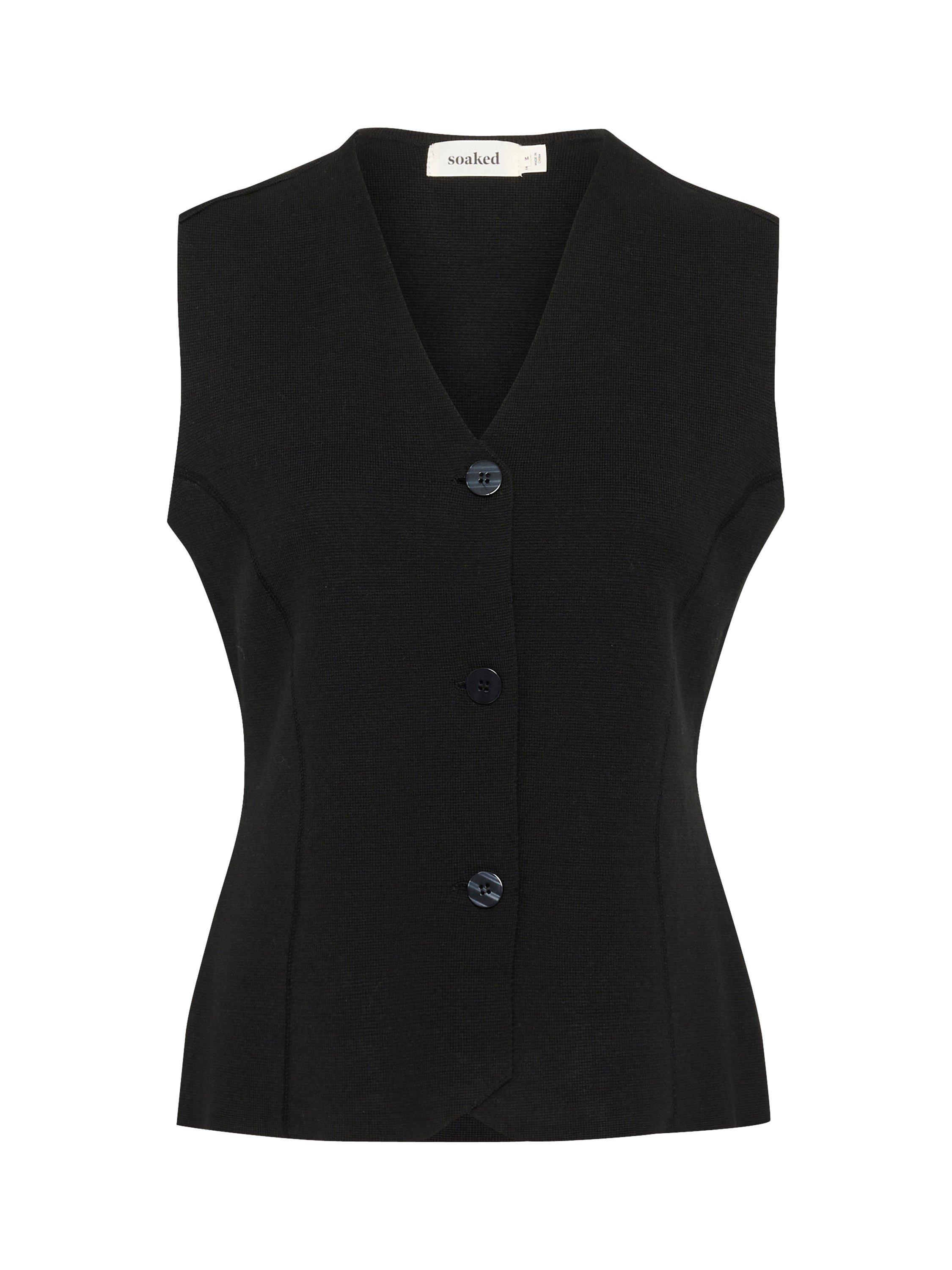 Product image 5 of 6, which shows Soaked In Luxury Haven Cotton Waistcoat, Black, XS