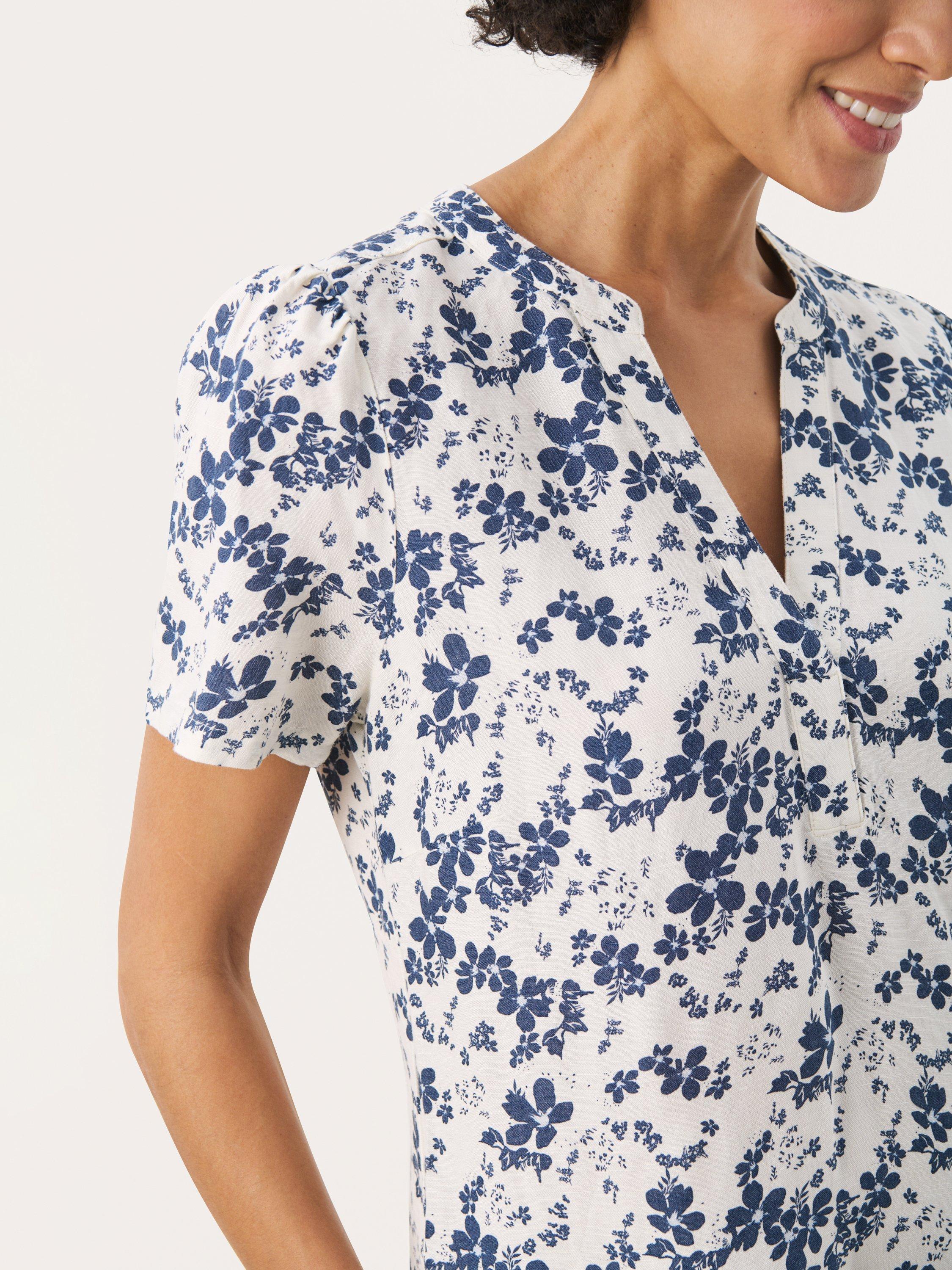 Product image 4 of 6, which shows Part Two Aminase Floral Linen Blend Tunic Dress, Blue/Multi, 8