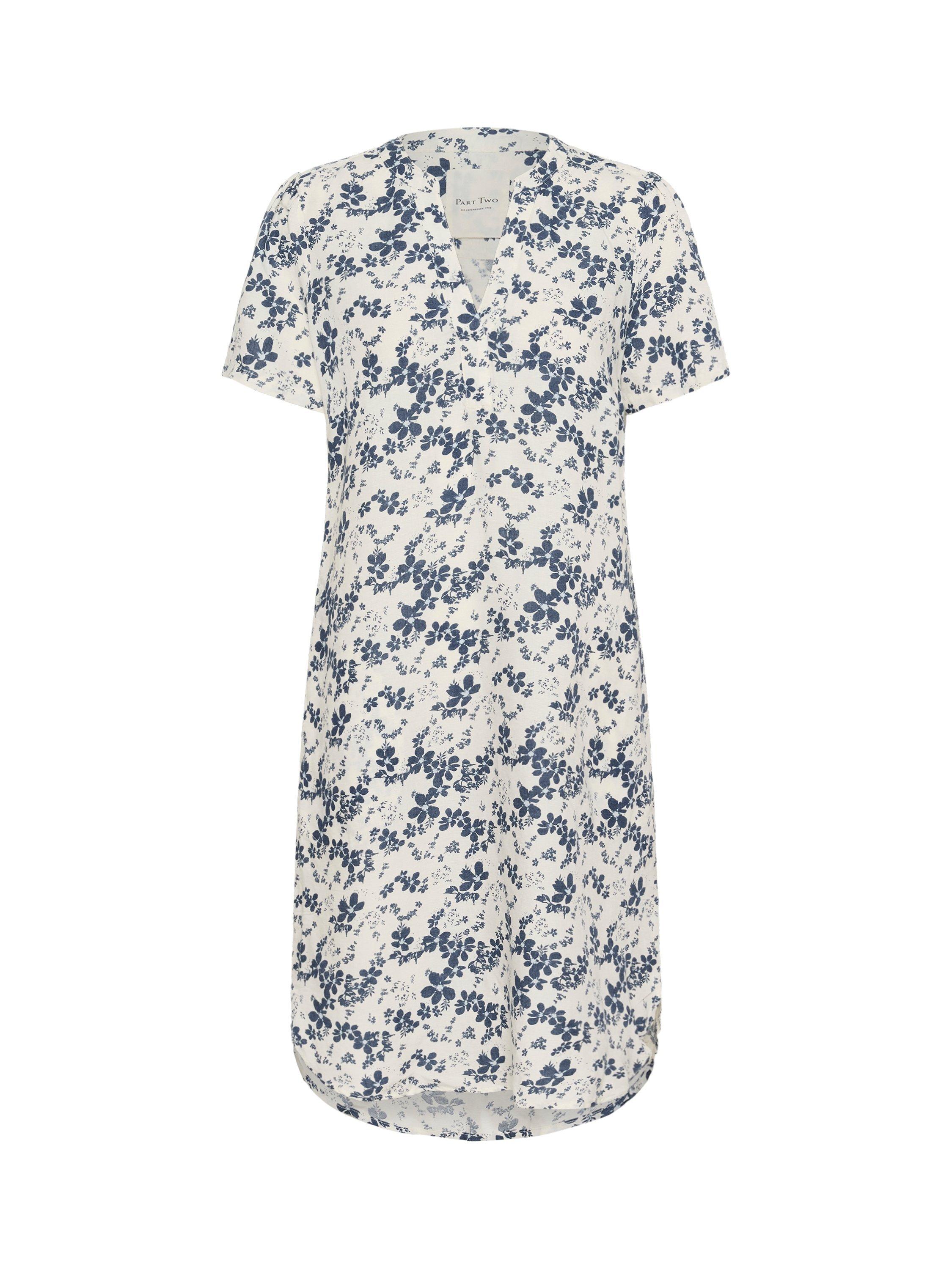 Product image 5 of 6, which shows Part Two Aminase Floral Linen Blend Tunic Dress, Blue/Multi, 8