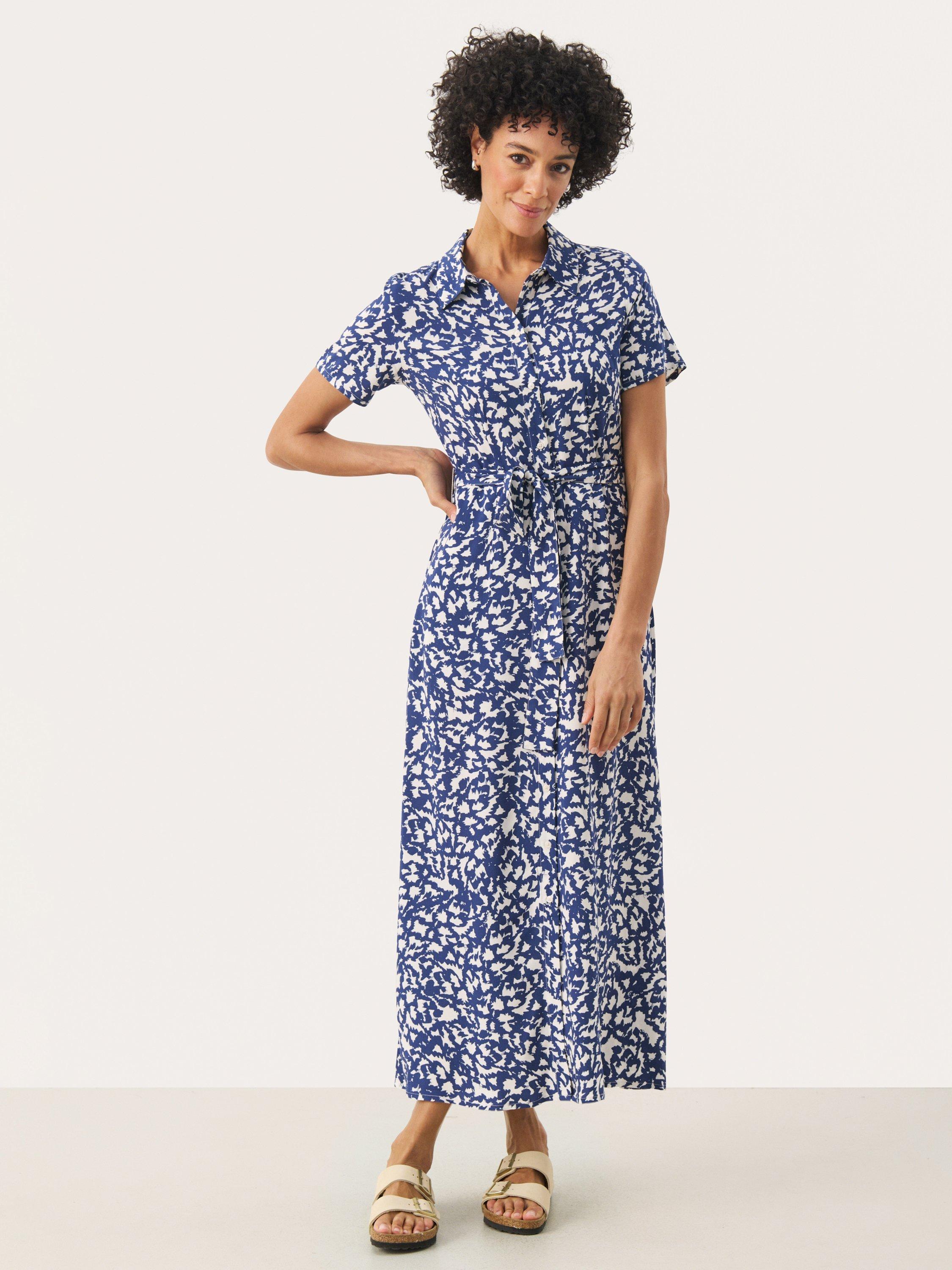 Product image 1 of 6, which shows Part Two Roselil Abstract Shirt Dress, Blue/Multi, 8
