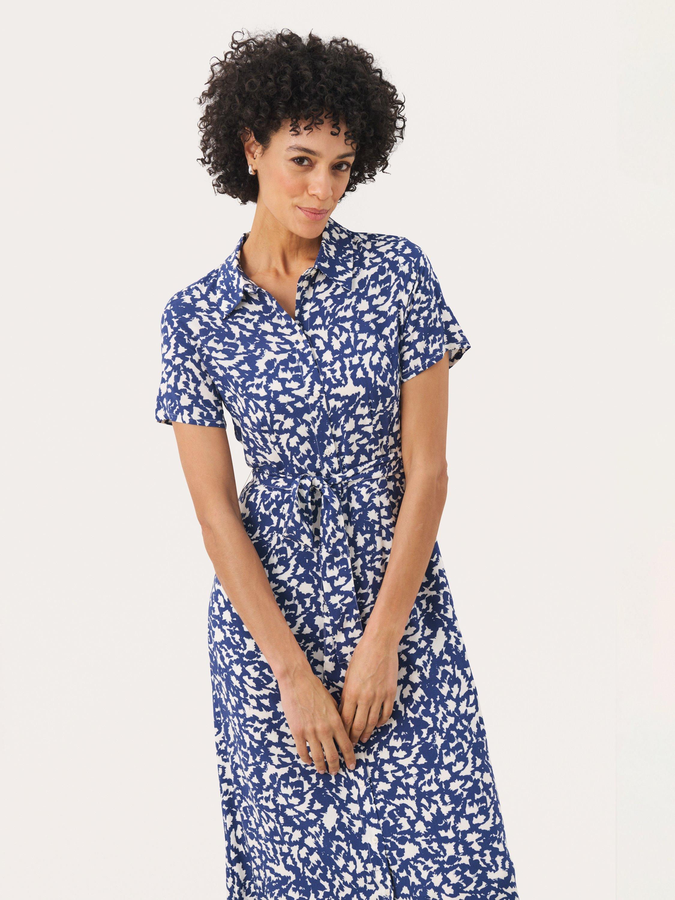 Product image 3 of 6, which shows Part Two Roselil Abstract Shirt Dress, Blue/Multi, 8