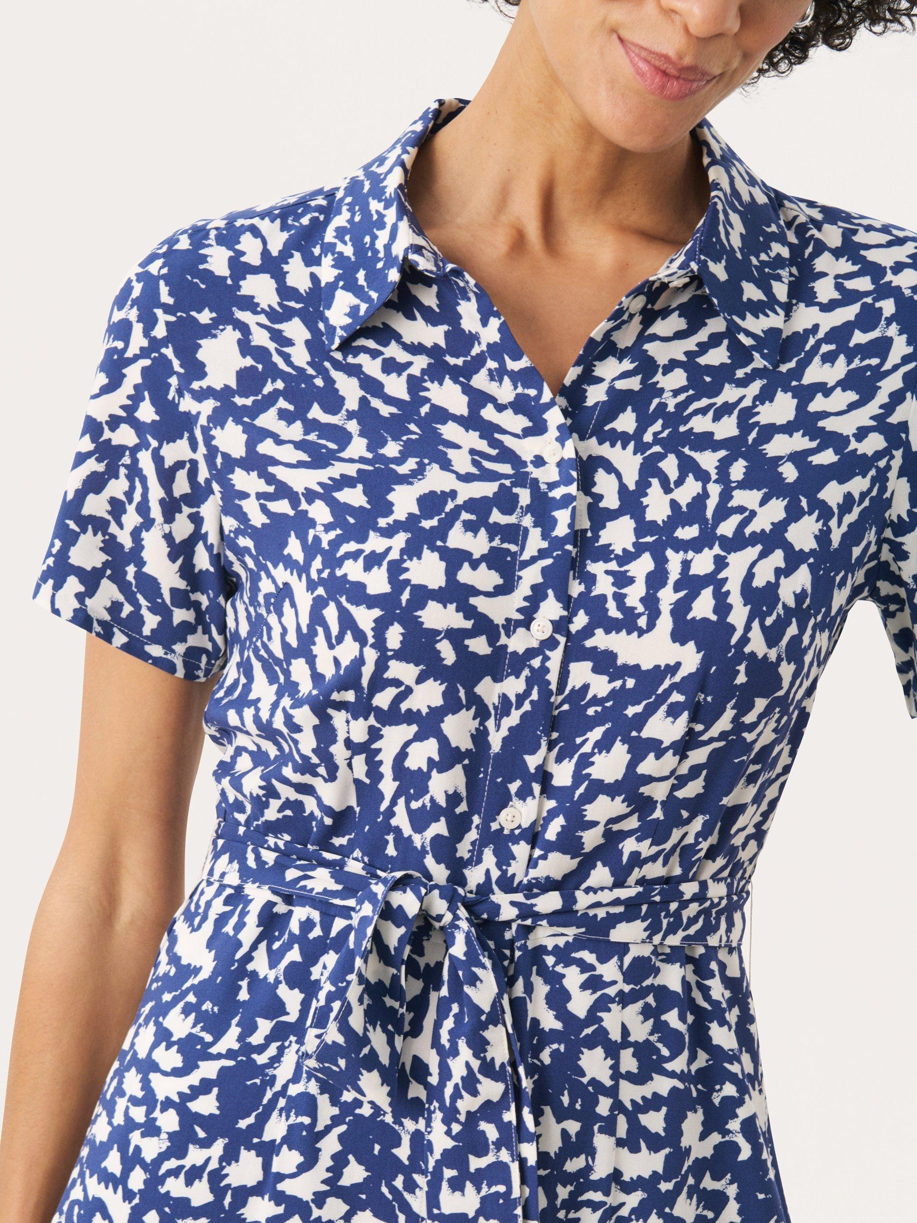 Product image 4 of 6, which shows Part Two Roselil Abstract Shirt Dress, Blue/Multi, 8