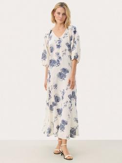 Part Two Ruthys Floral Linen Blend Midi Dress, Natural/Multi