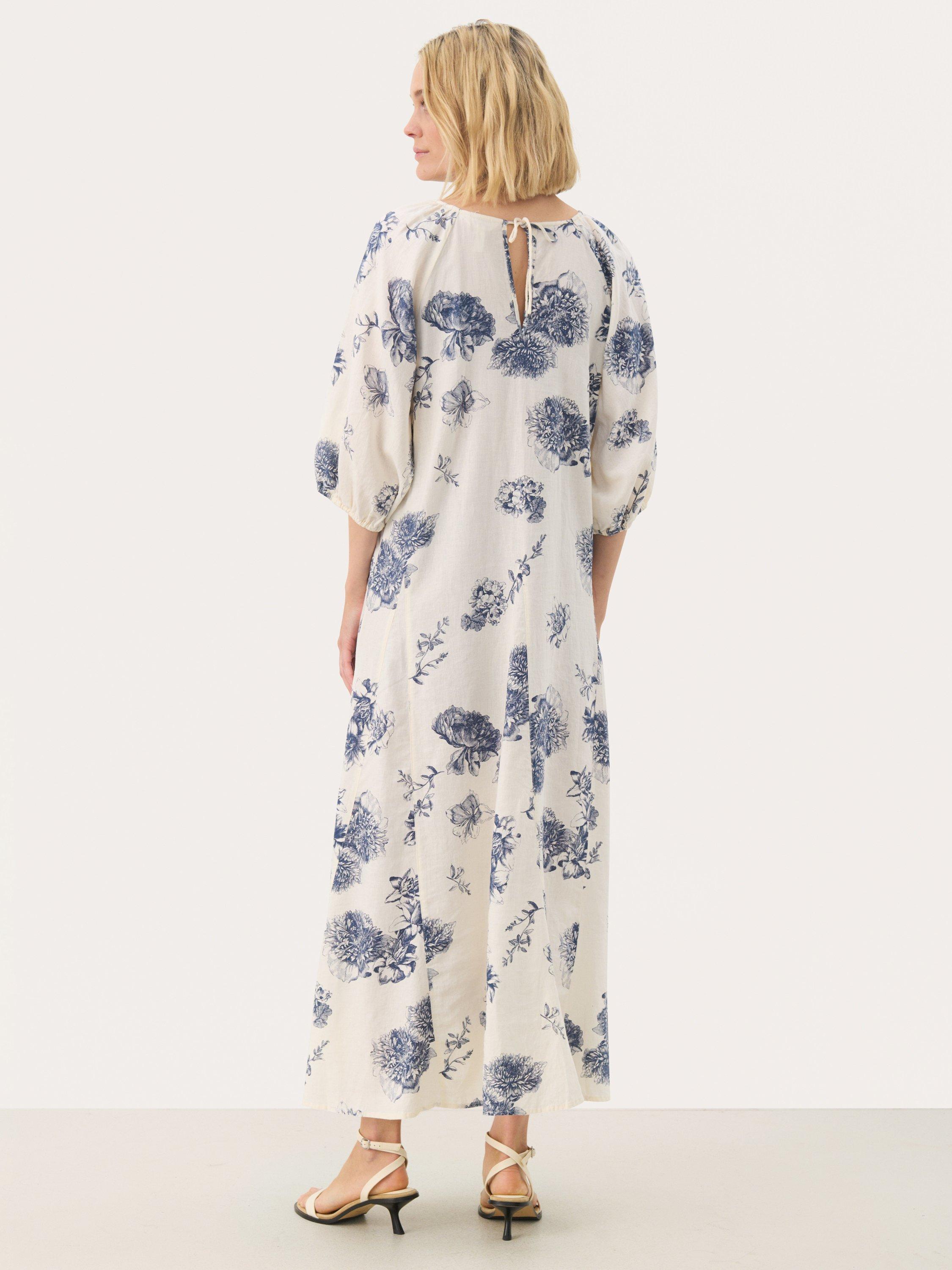 Product image 2 of 6, which shows Part Two Ruthys Floral Linen Blend Midi Dress, Natural/Multi, 8
