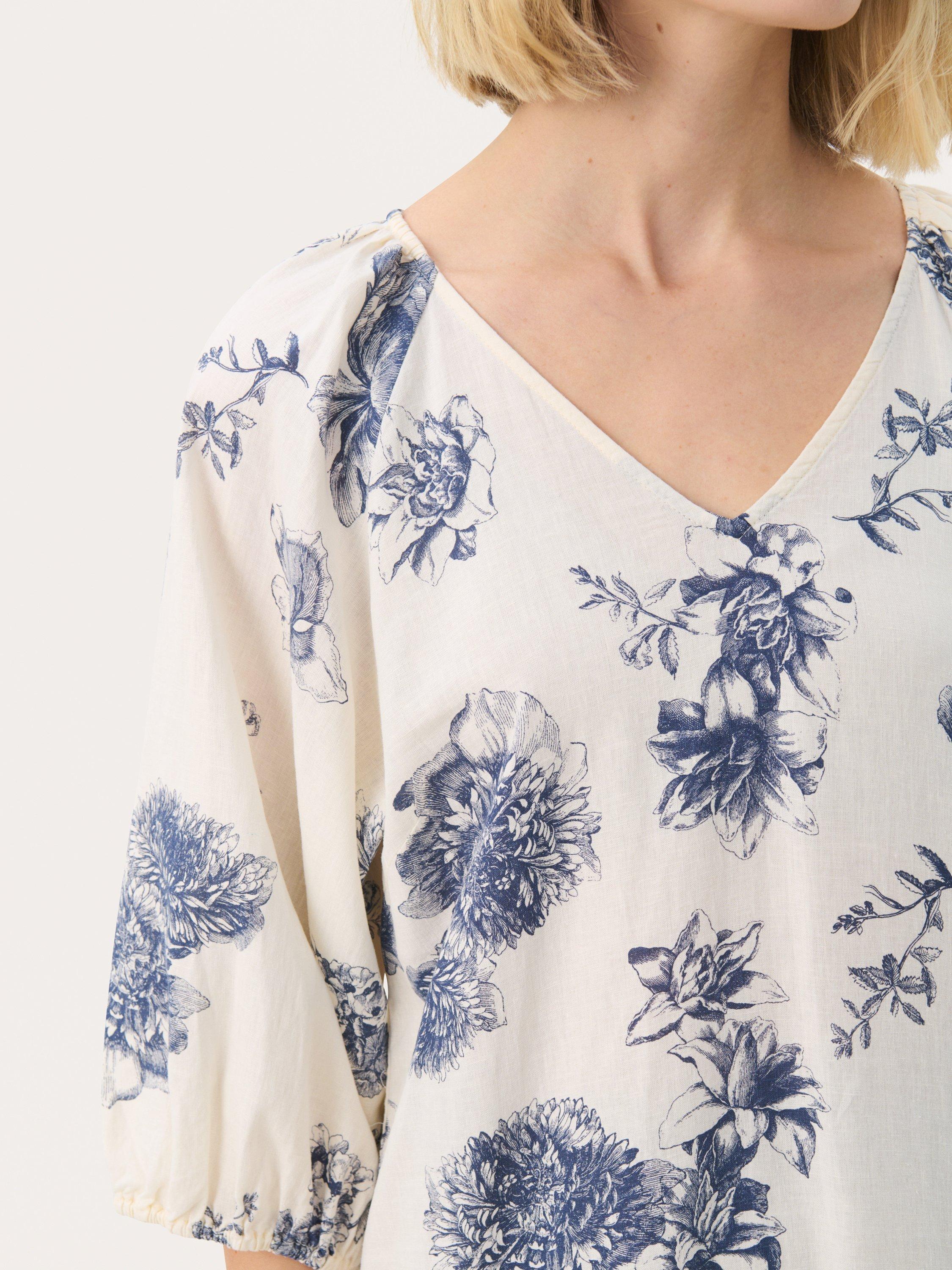 Product image 4 of 6, which shows Part Two Ruthys Floral Linen Blend Midi Dress, Natural/Multi, 8