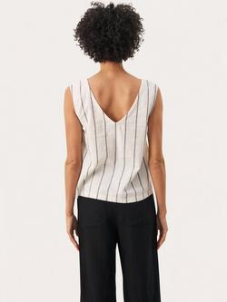 Part Two Remi Stripe Linen Cotton Blend Top - view 2, White/Multi