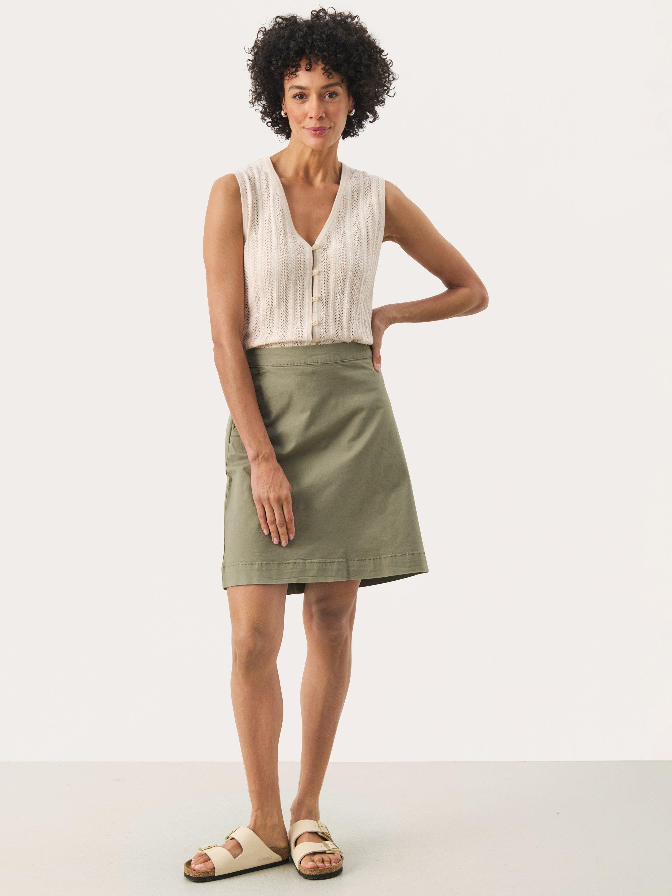 Product image 3 of 6, which shows Part Two Evensas A-Line Mini Skirt, Mid Green, 8